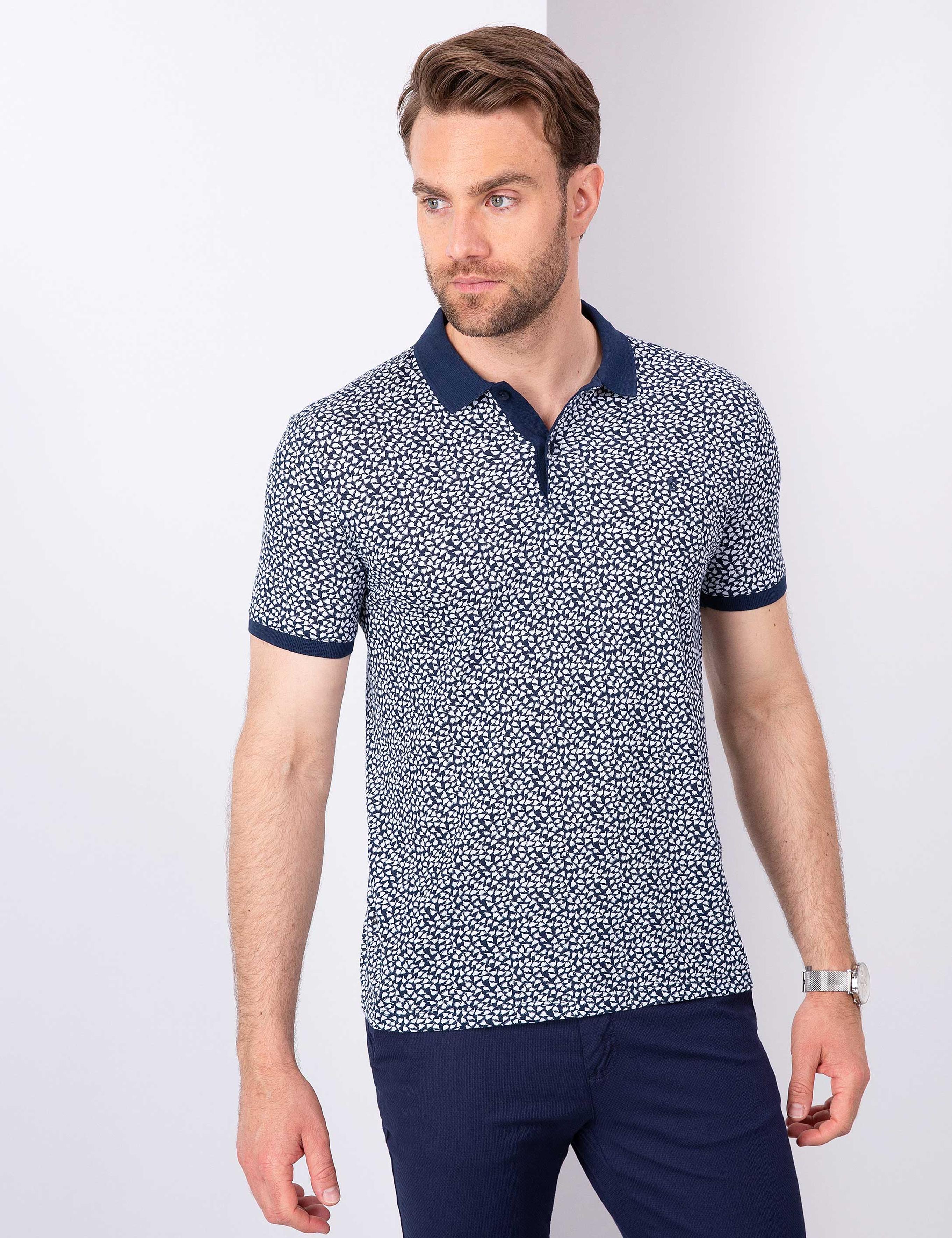 Lacivert Slim Fit Polo Yaka T-Shirt