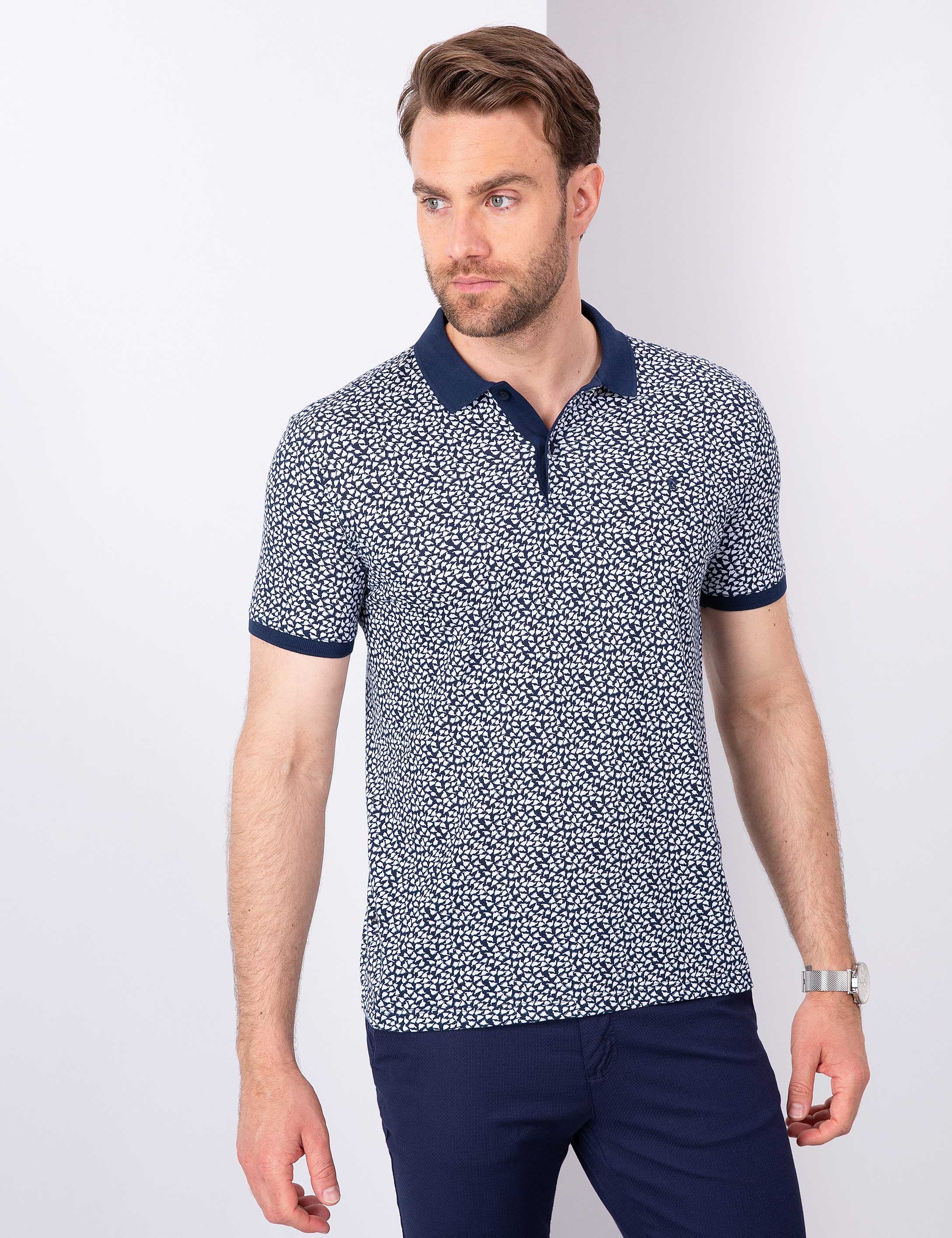 Lacivert Slim Fit Polo Yaka T-Shirt - Image 2