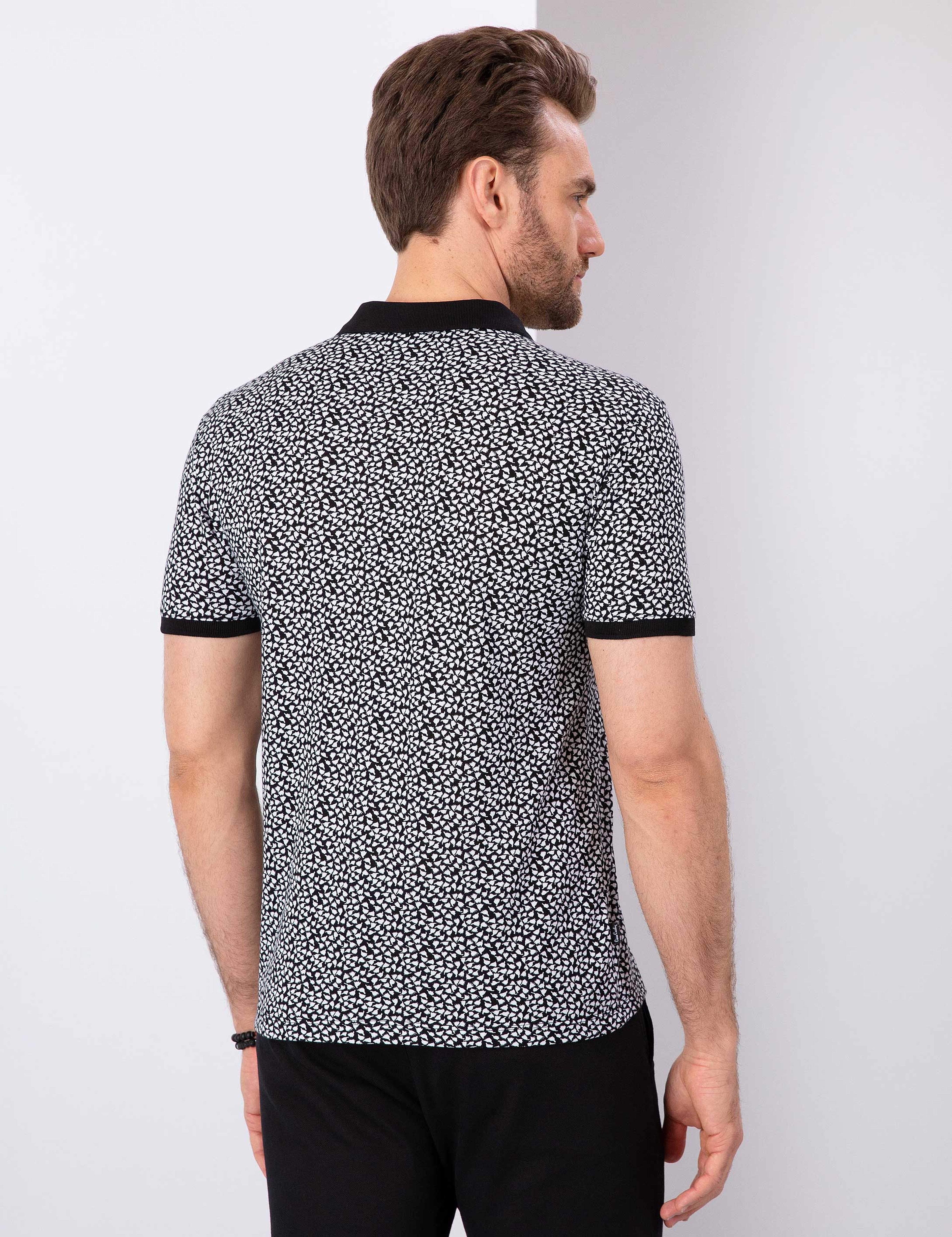 Siyah Slim Fit Polo Yaka T-Shirt - Image 3