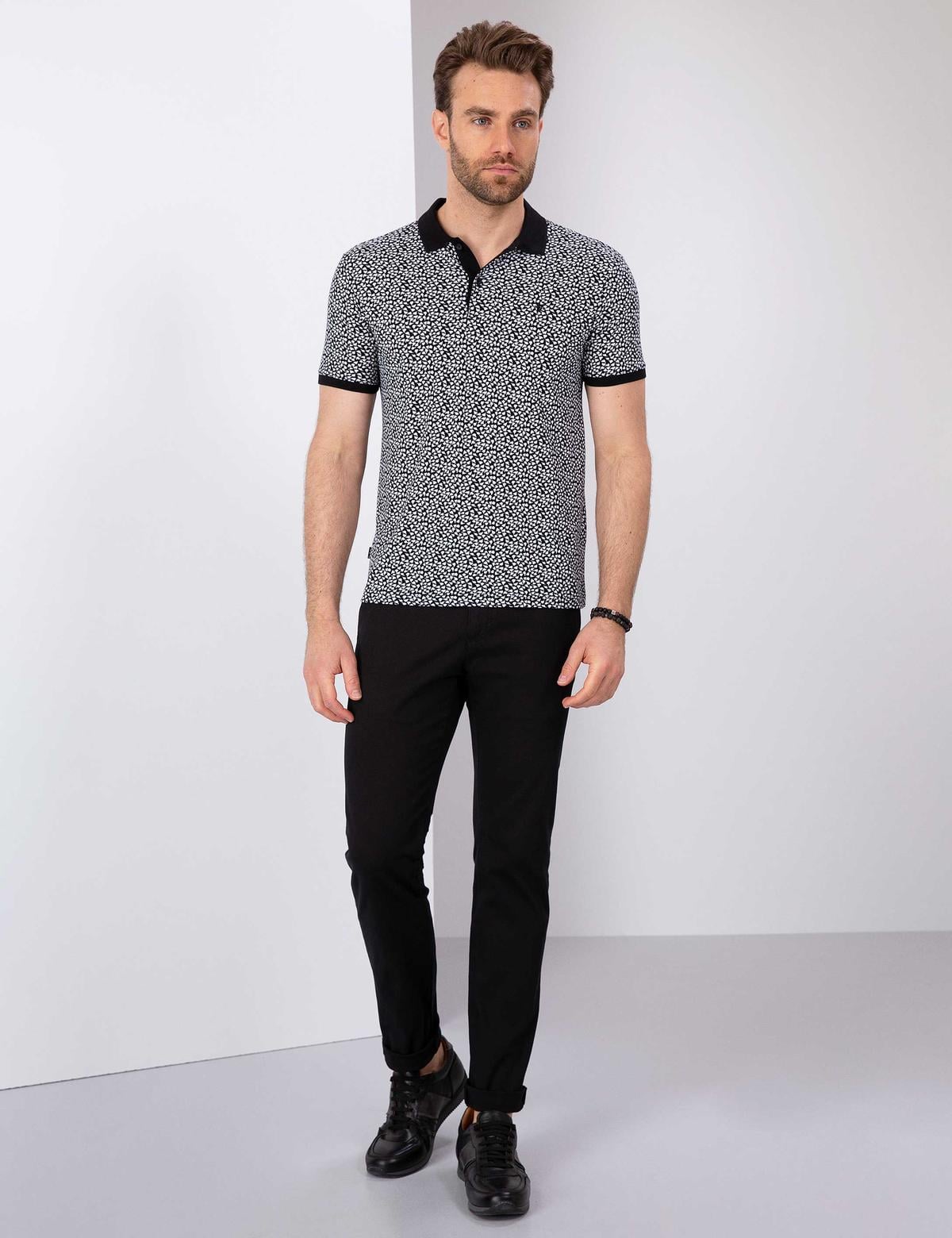 Siyah Slim Fit Polo Yaka T-Shirt - 50210727020