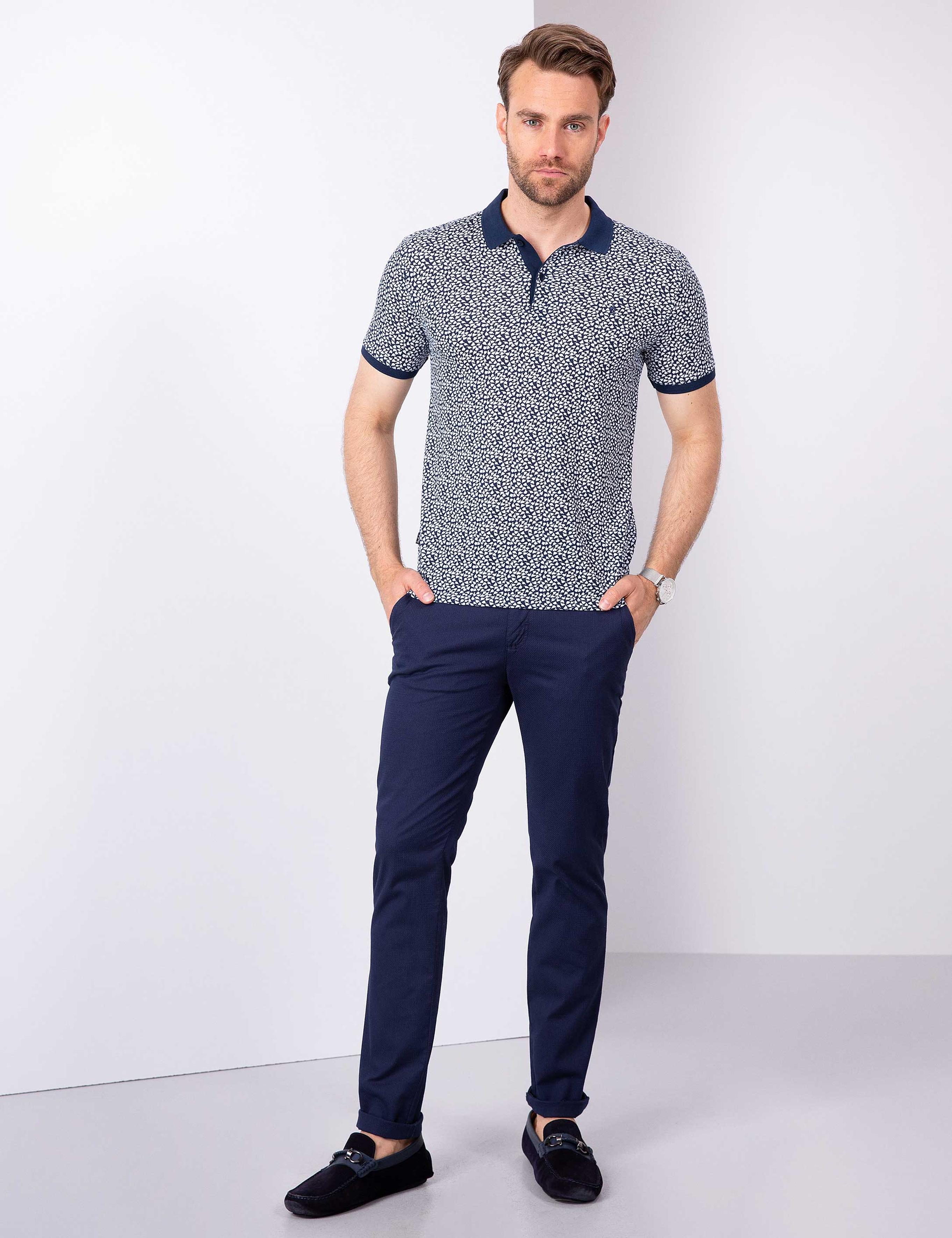 Lacivert Slim Fit Polo Yaka T-Shirt