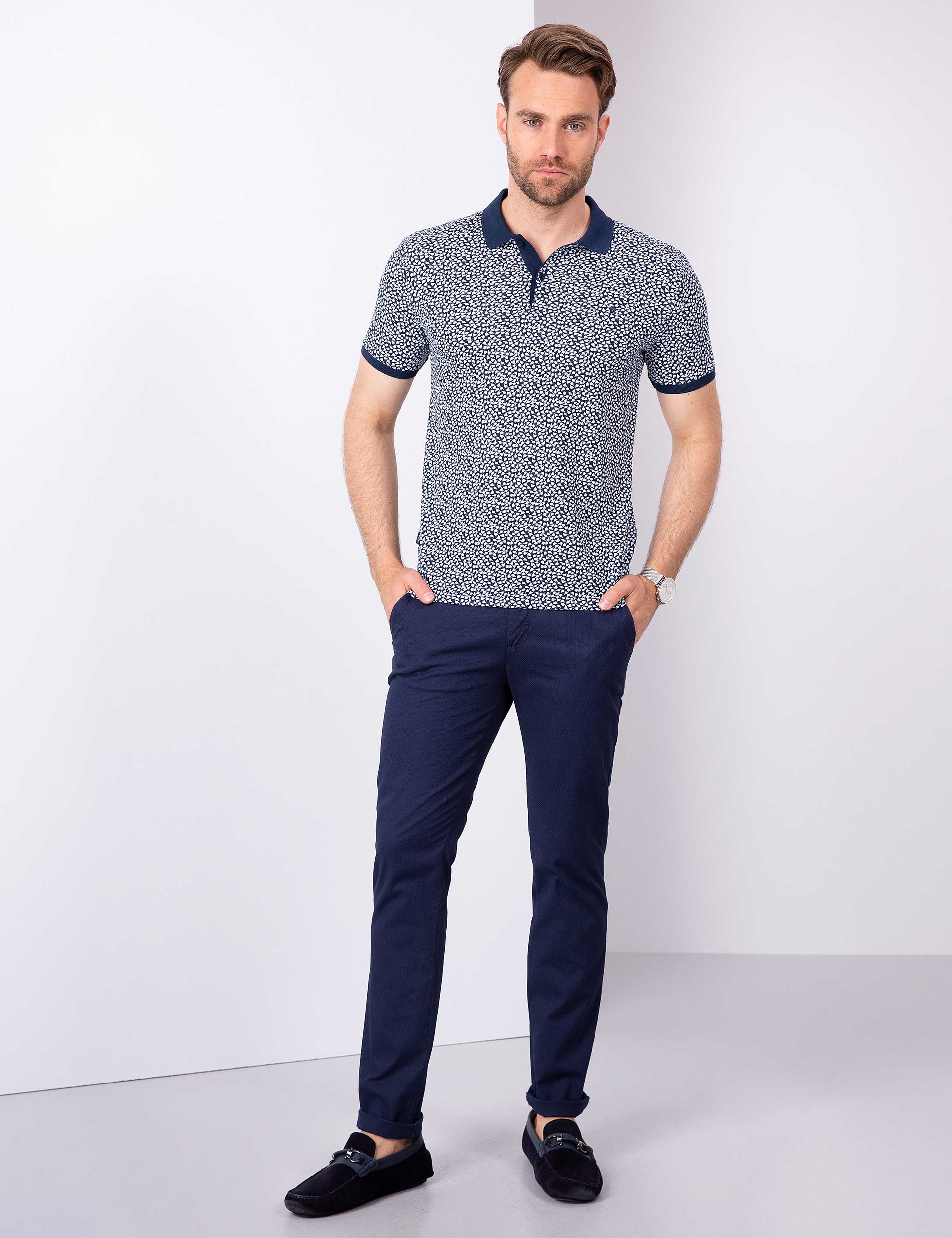Lacivert Slim Fit Polo Yaka T-Shirt
