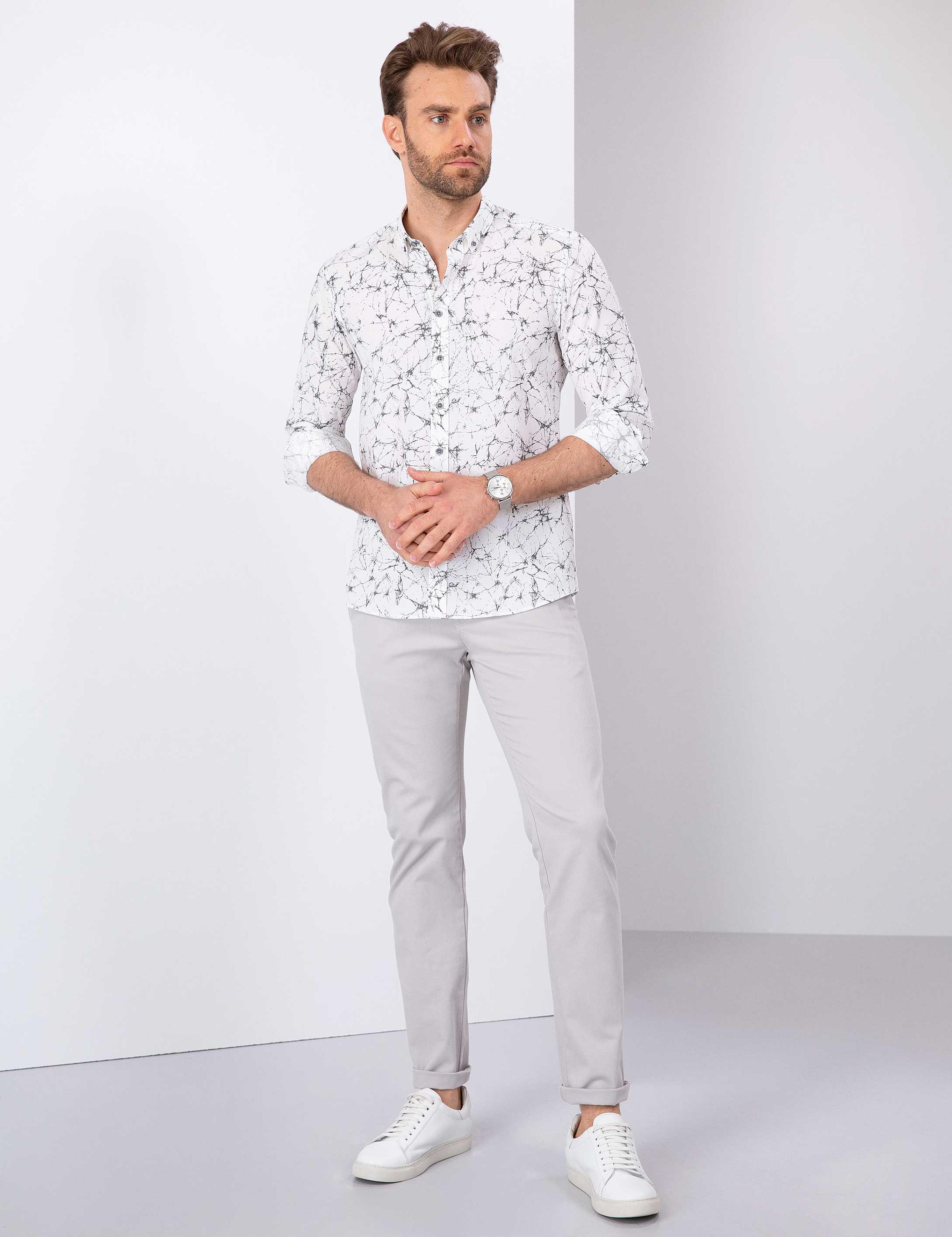 Gri Slim Fit Gömlek