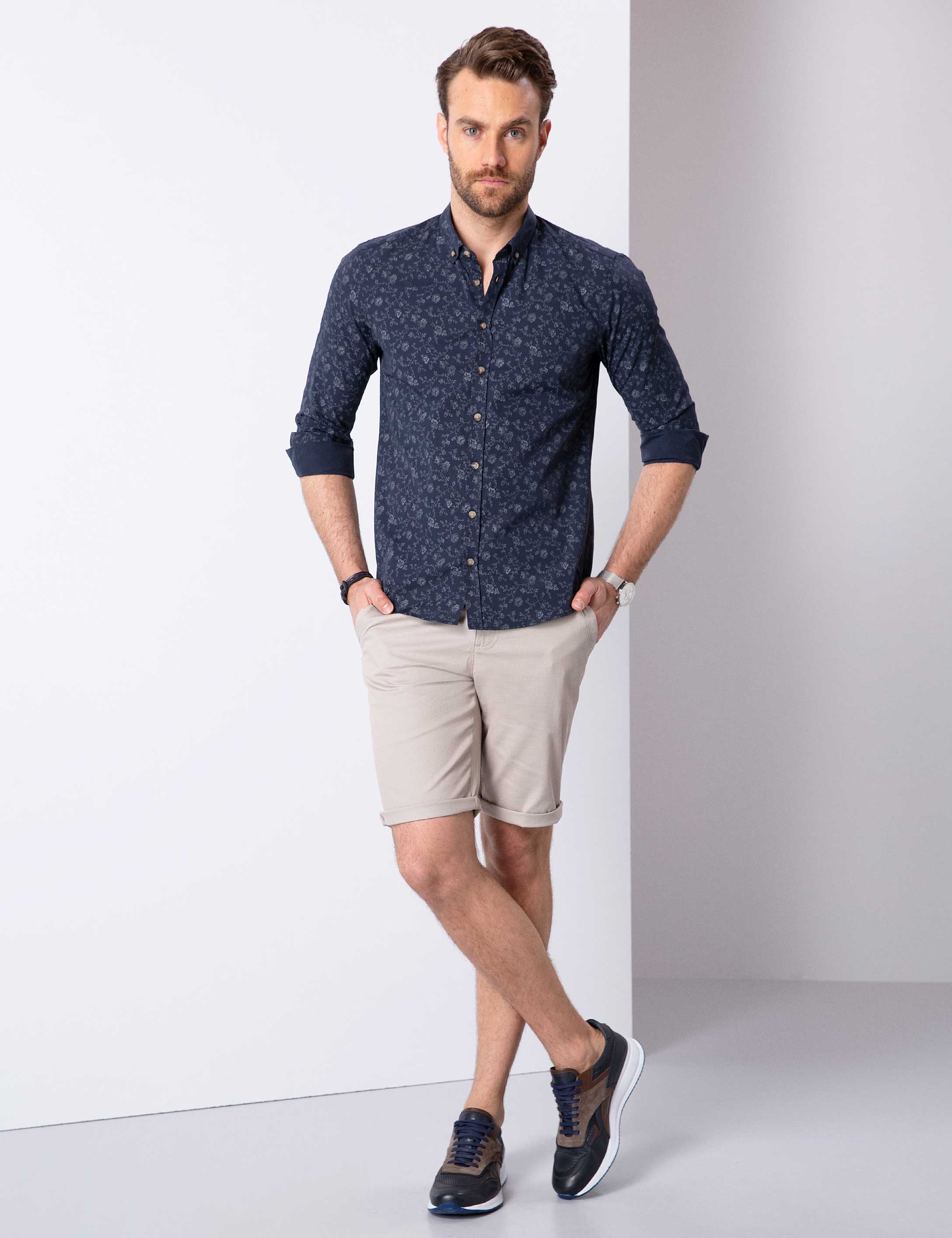 Lacivert Slim Fit Gömlek - Image 3