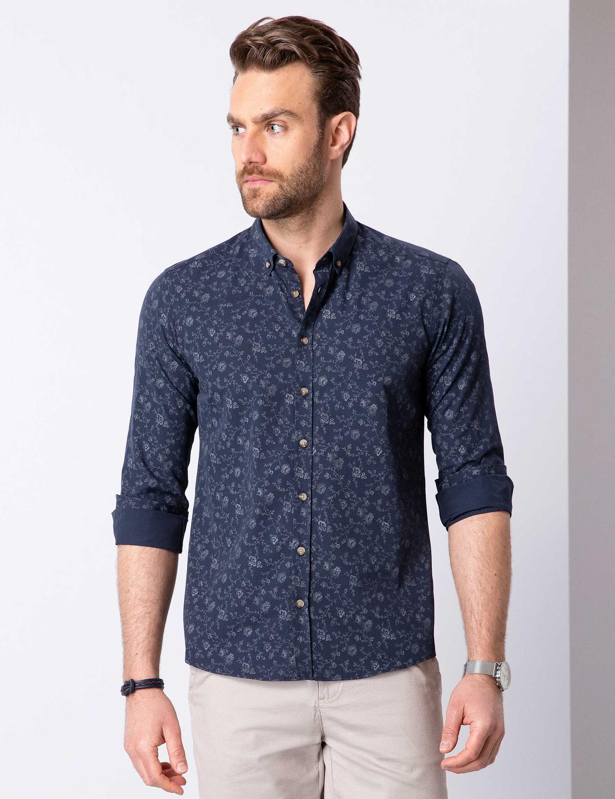 Lacivert Slim Fit Gömlek