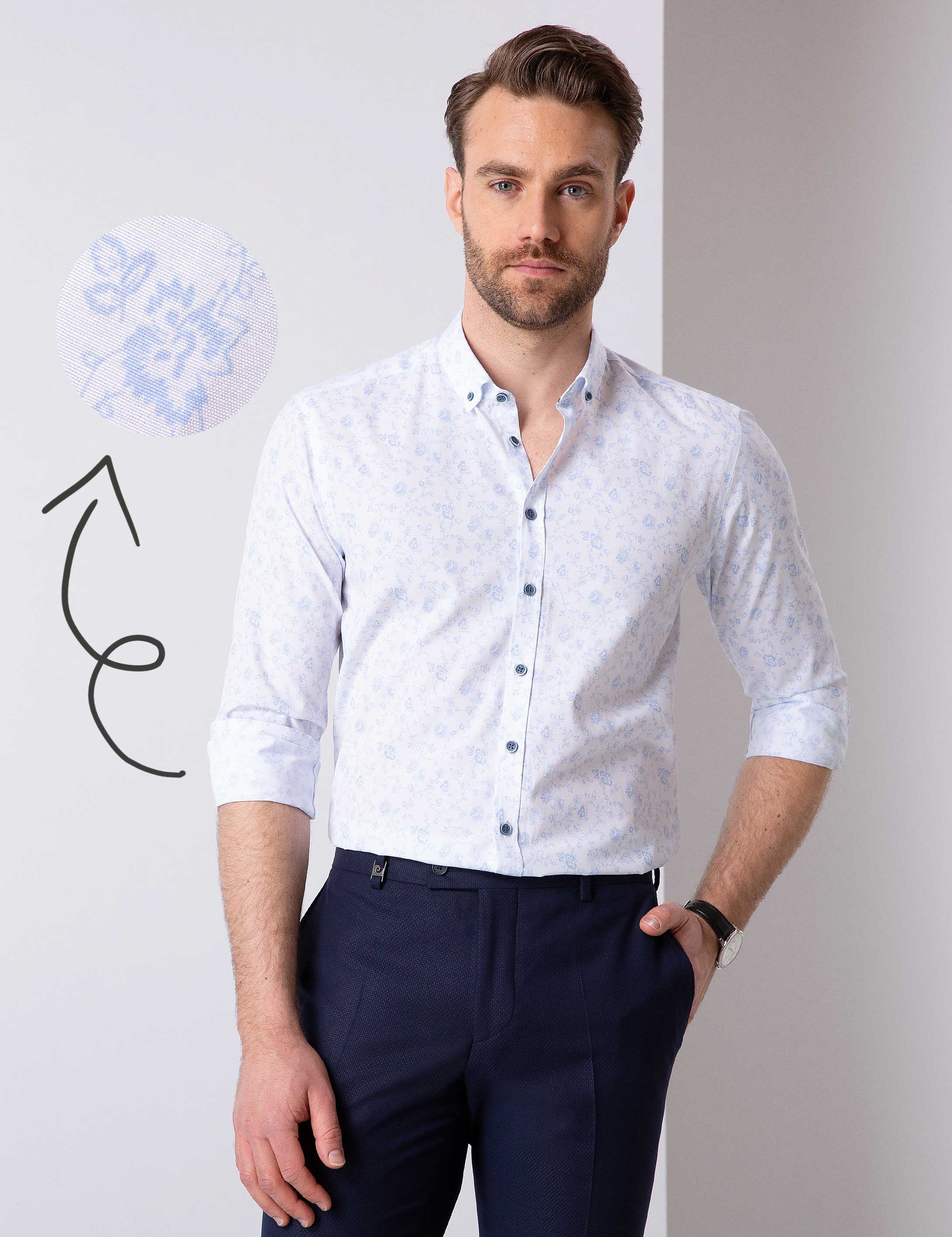 Açık Mavi Slim Fit Gömlek - Image 1