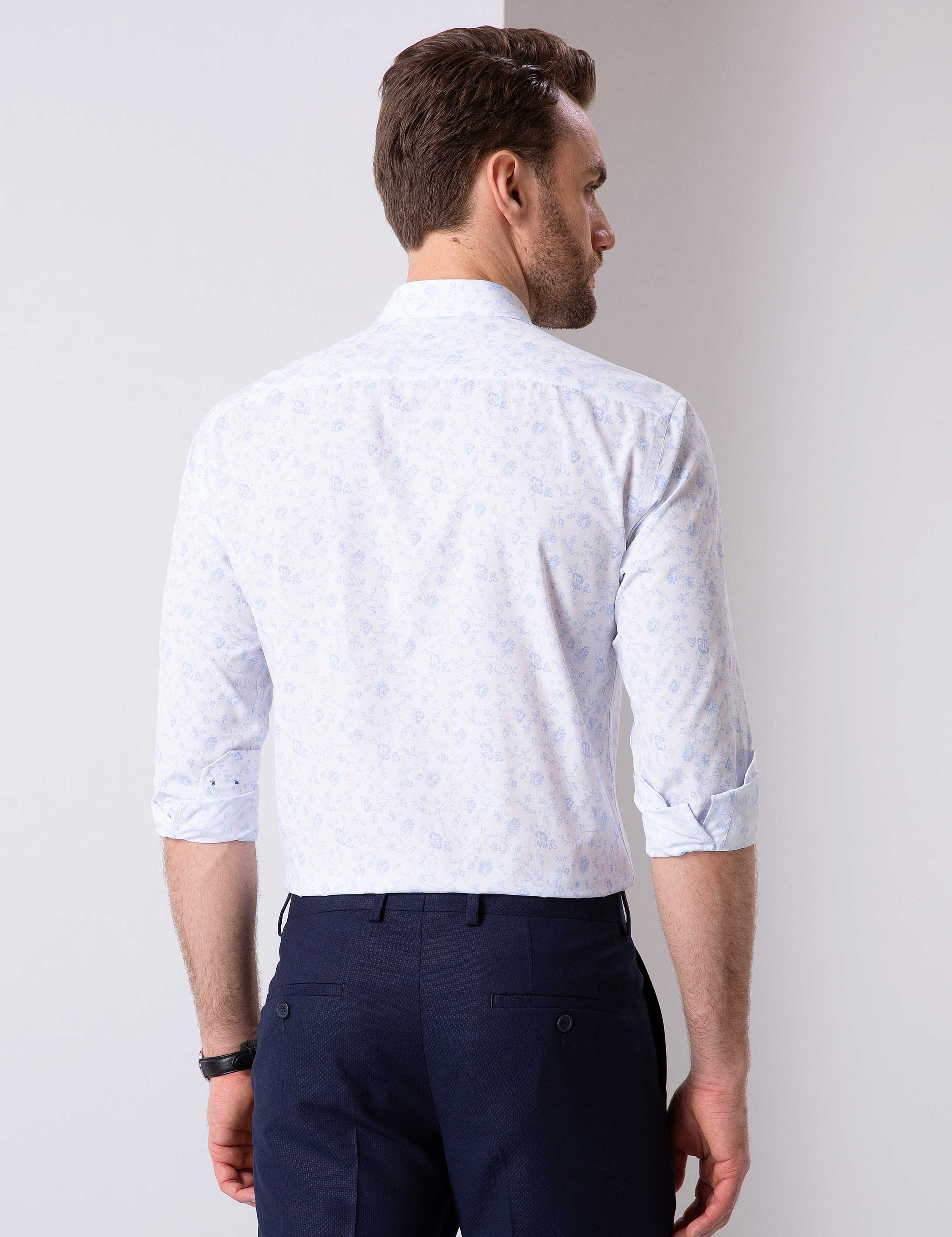Açık Mavi Slim Fit Gömlek - Image 4