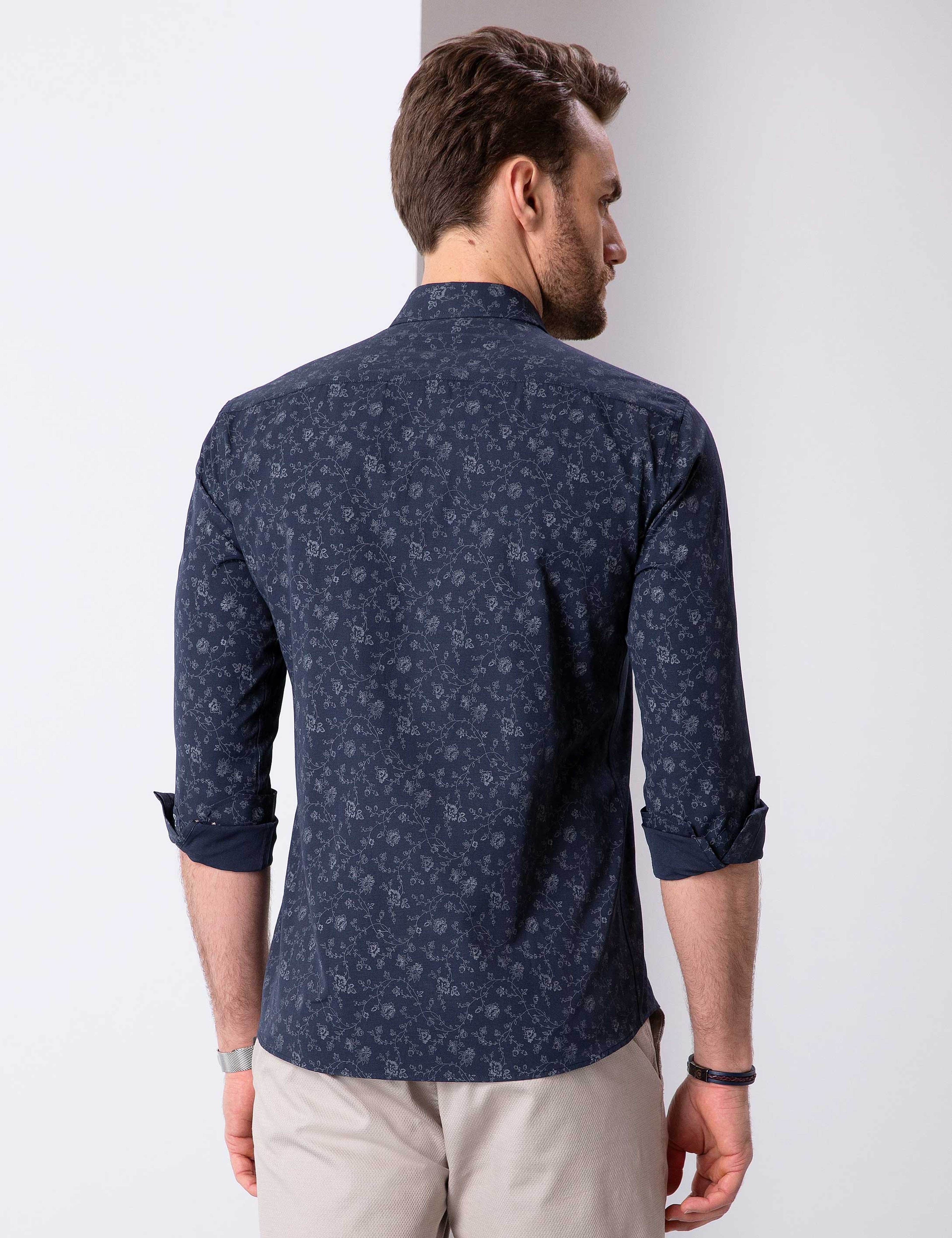 Lacivert Slim Fit Gömlek - Image 4