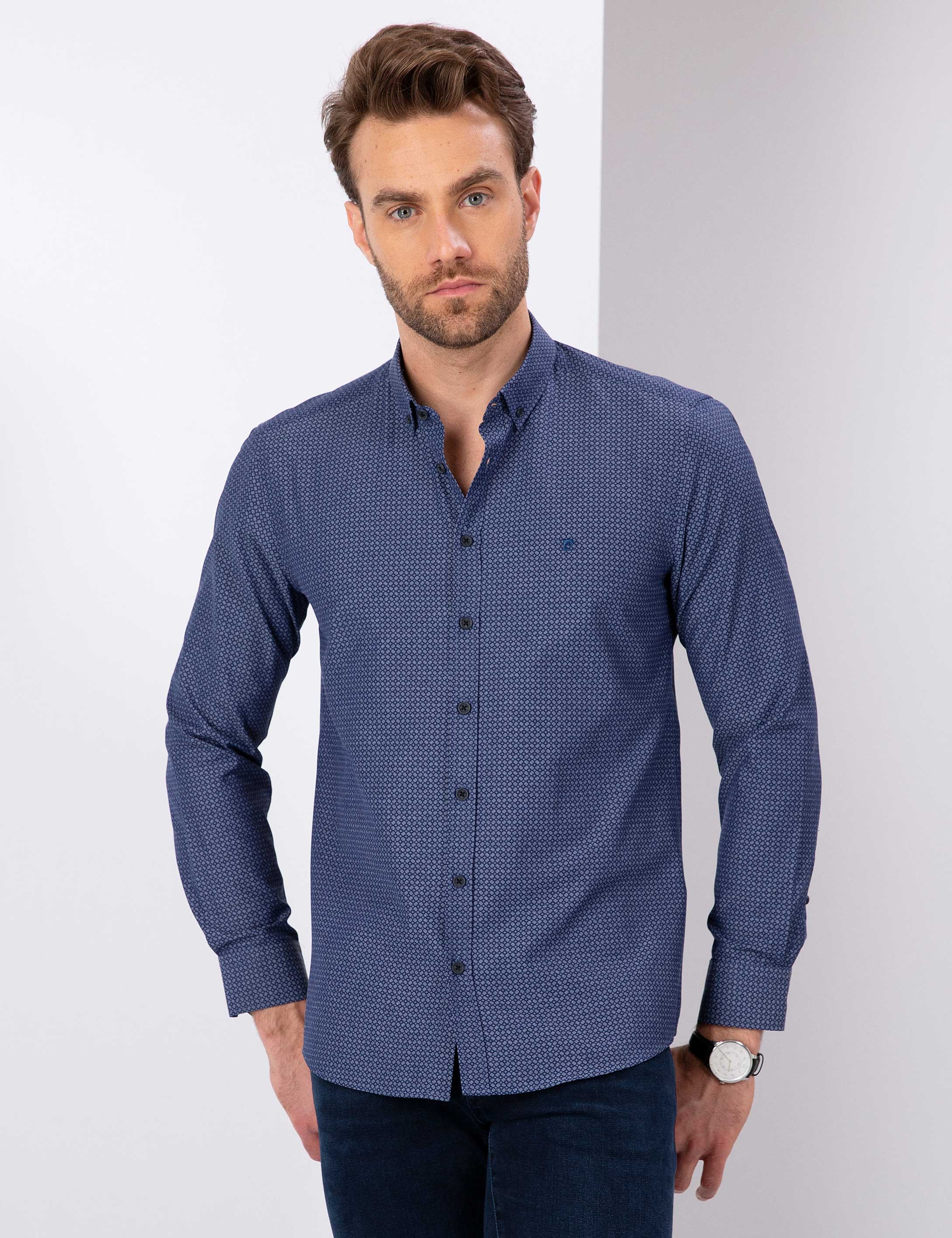 Lacivert Slim Fit Gömlek - Image 2