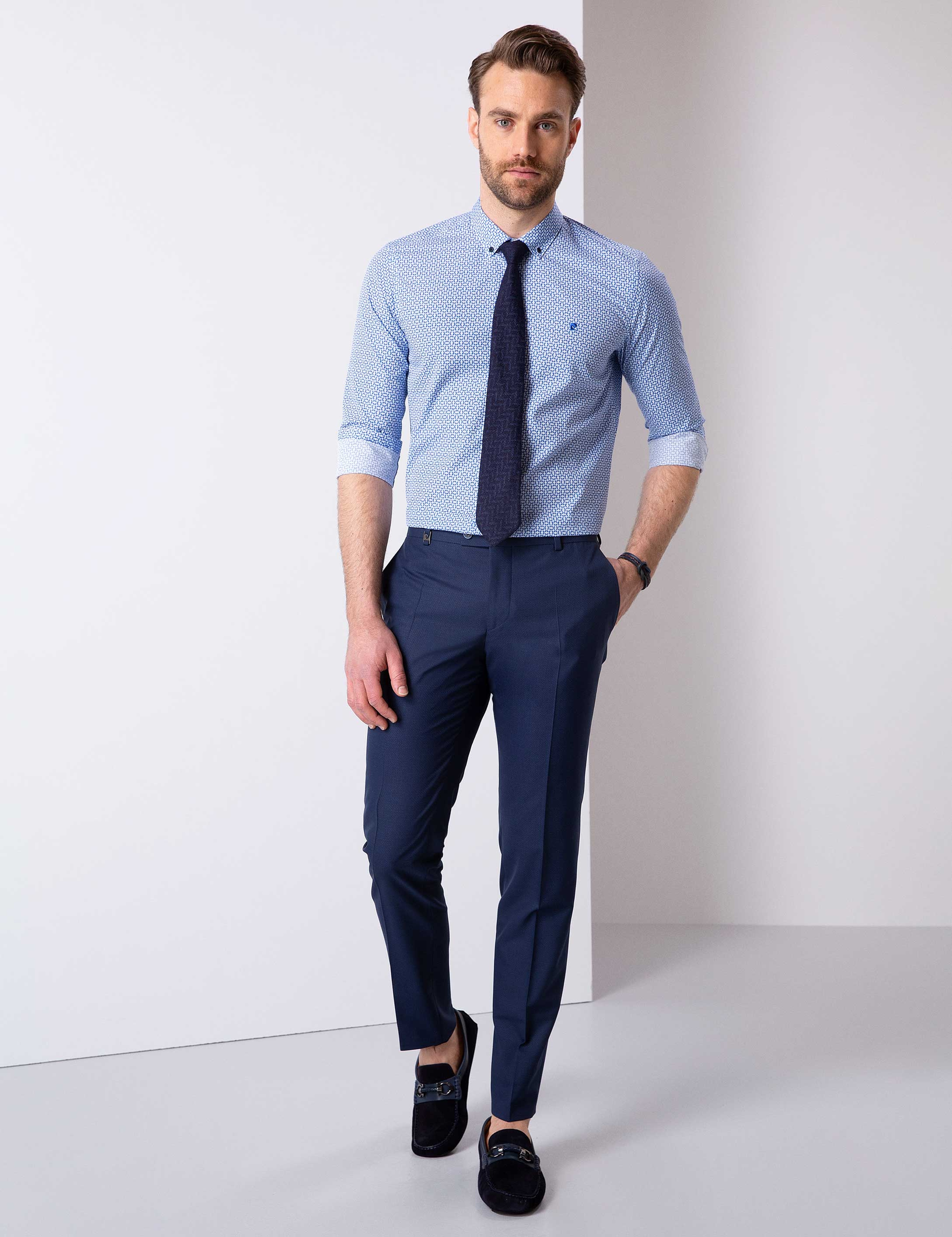 Lacivert Slim Fit Gömlek - Image 4