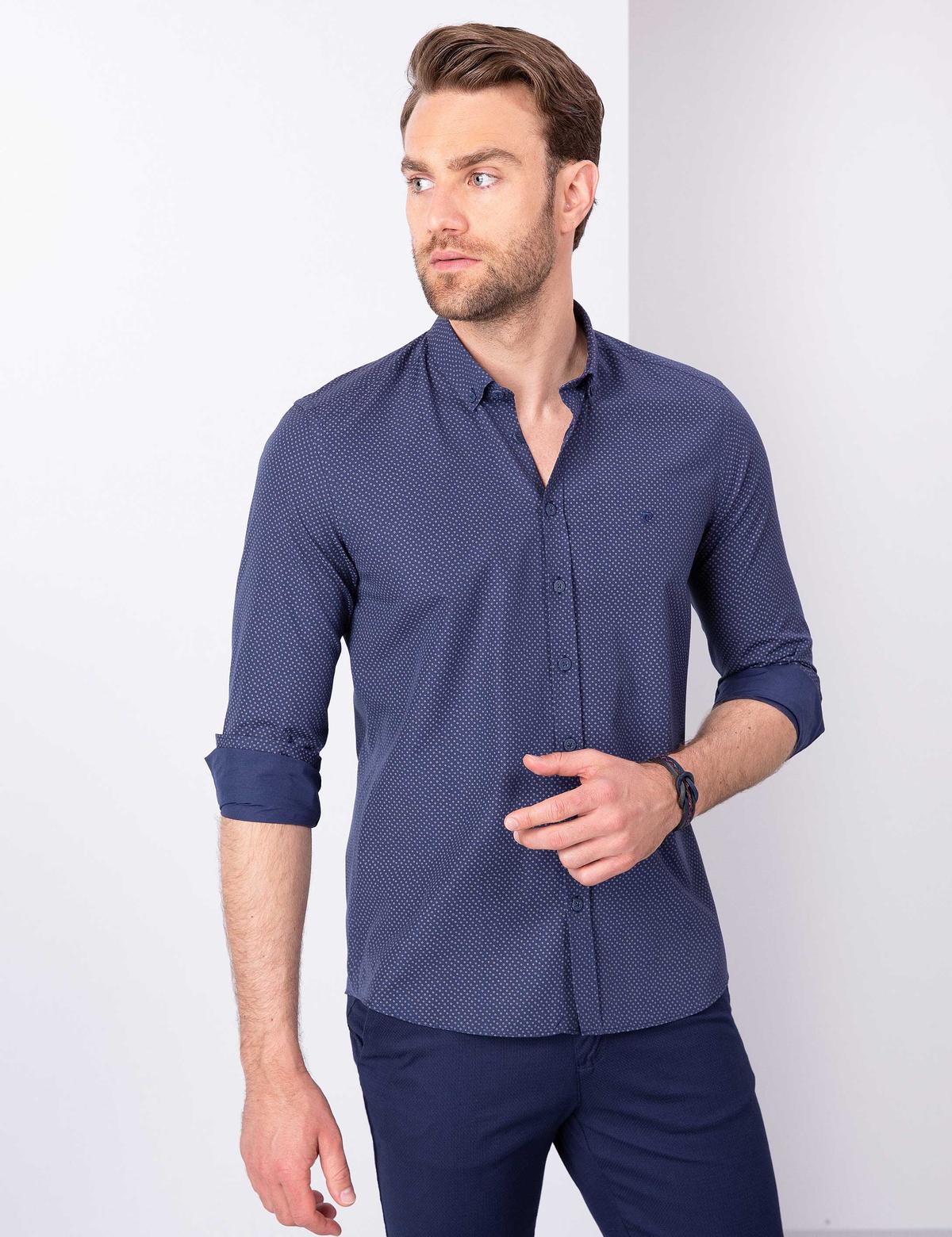 Lacivert Slim Fit Gömlek - 50211181013