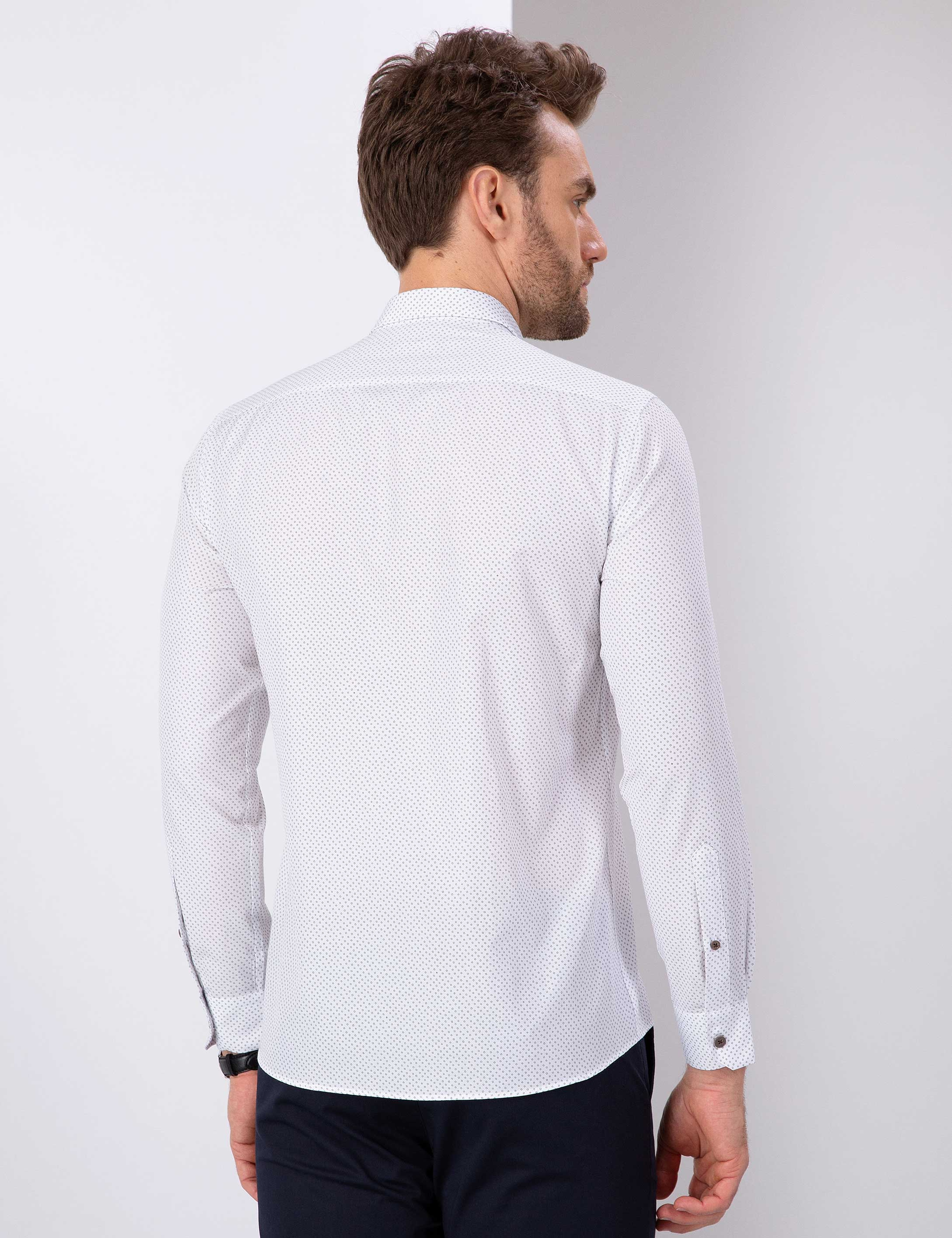 Beyaz Slim Fit Gömlek - Image 3