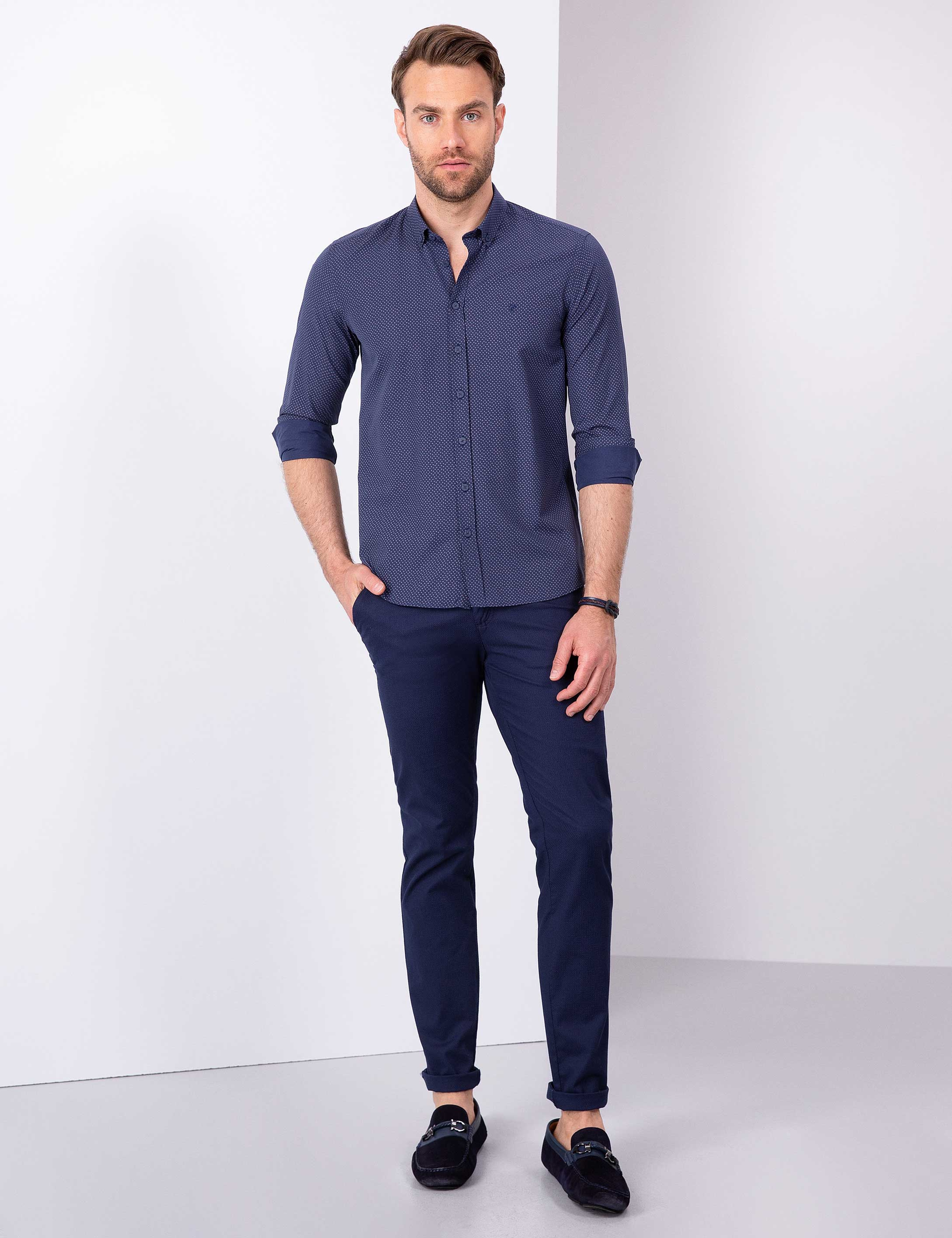Lacivert Slim Fit Gömlek - Image 4