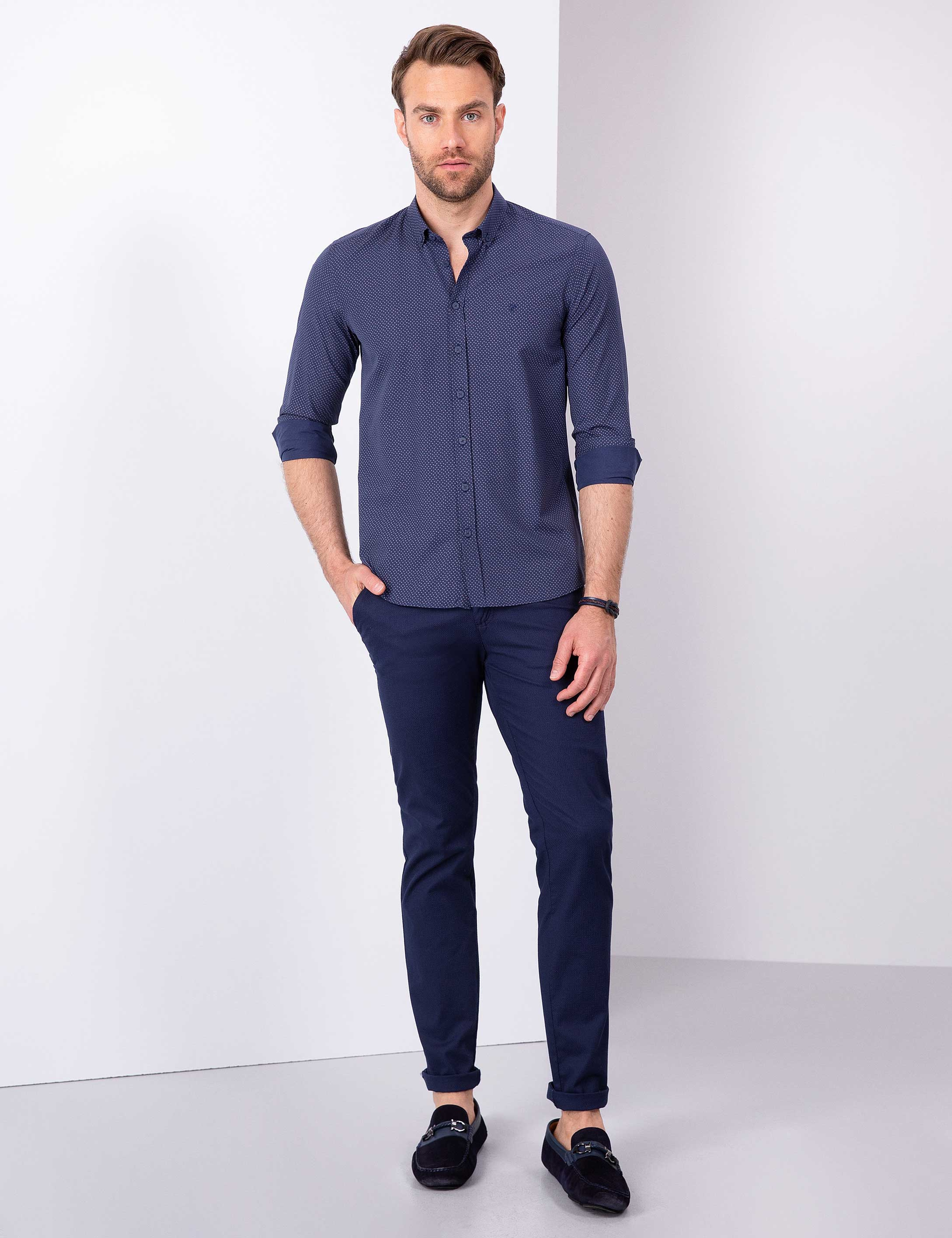 Lacivert Slim Fit Gömlek