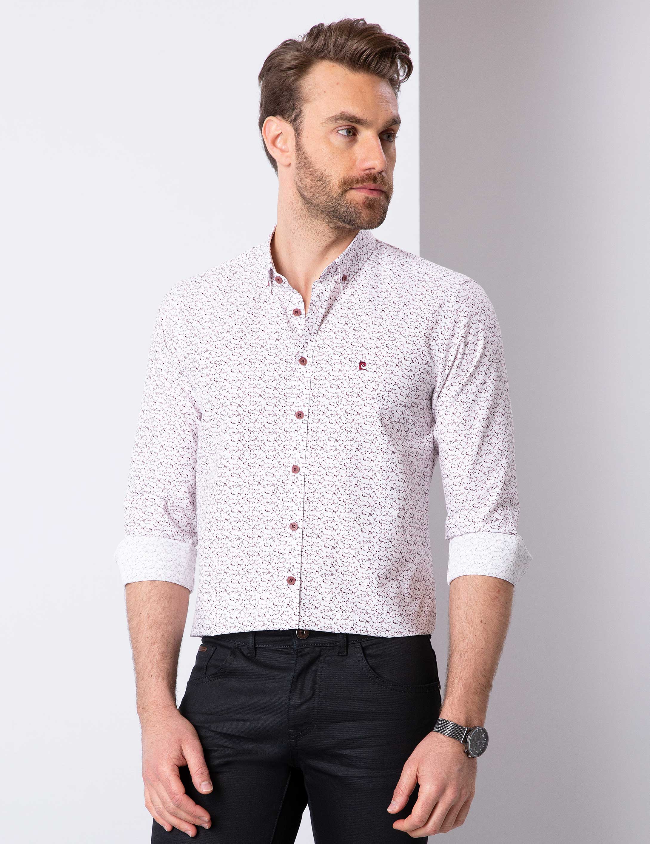Bordo Slim Fit Gömlek
