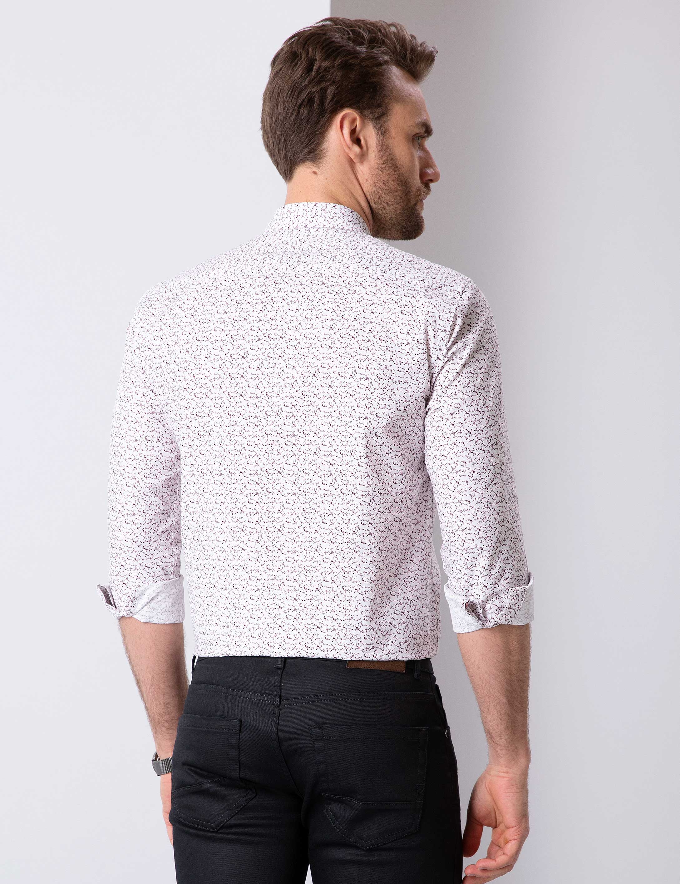 Bordo Slim Fit Gömlek