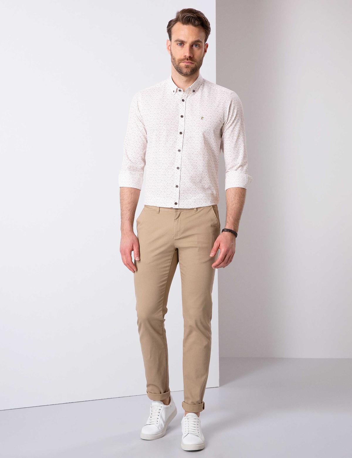 Bej Slim Fit Gömlek - 50211183017
