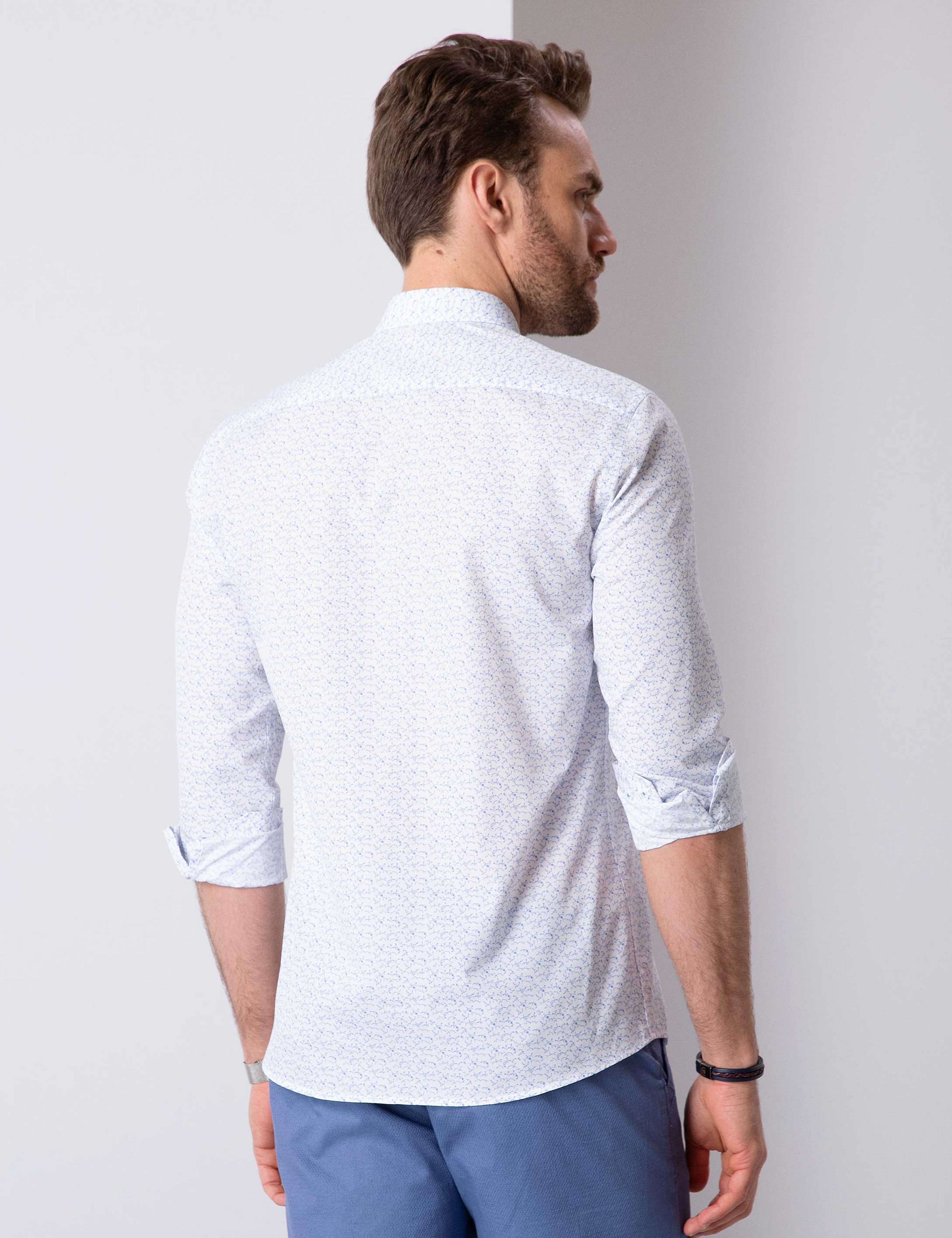 Mavi Slim Fit Gömlek - Image 4