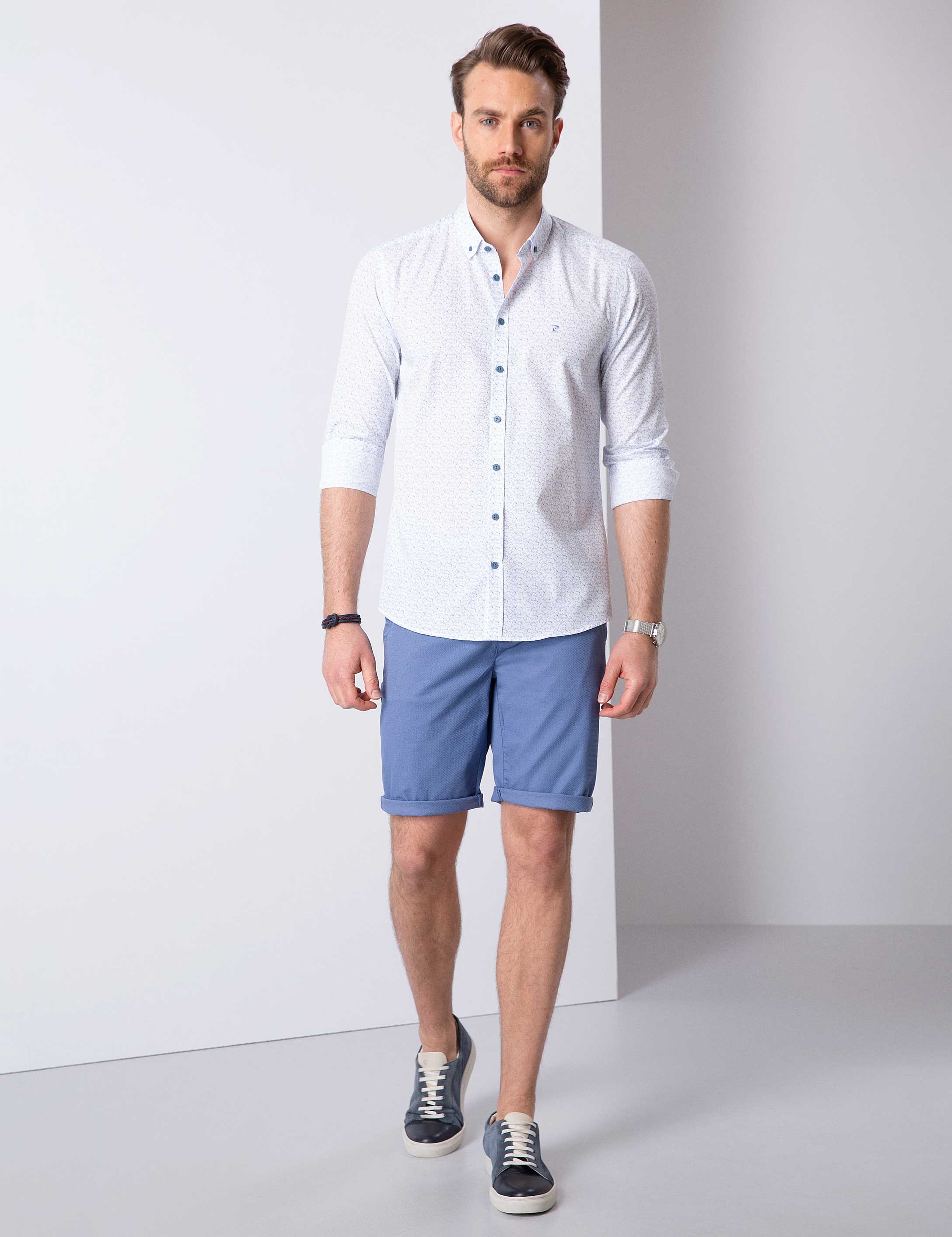 Mavi Slim Fit Gömlek - Image 3