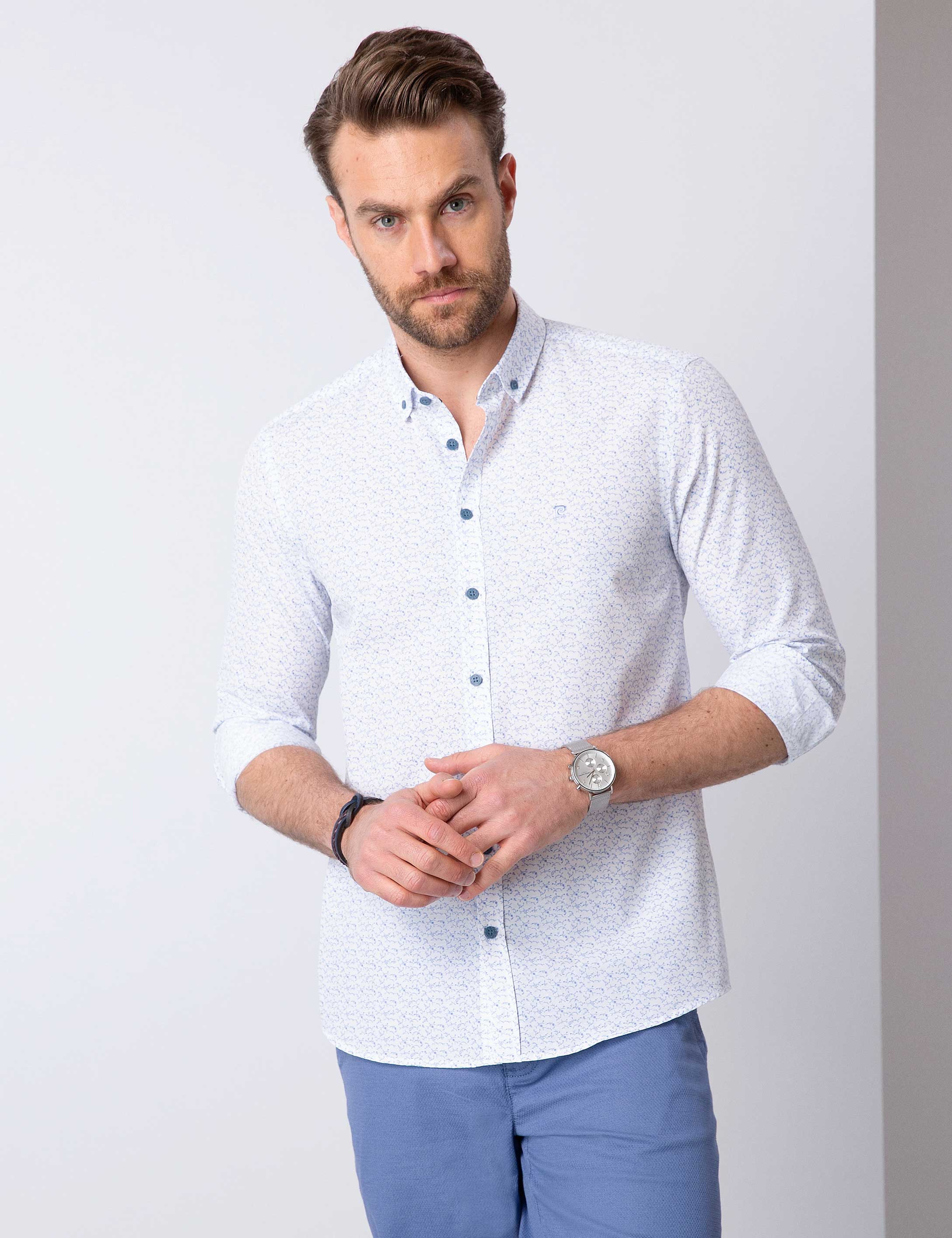 Mavi Slim Fit Gömlek - Image 1