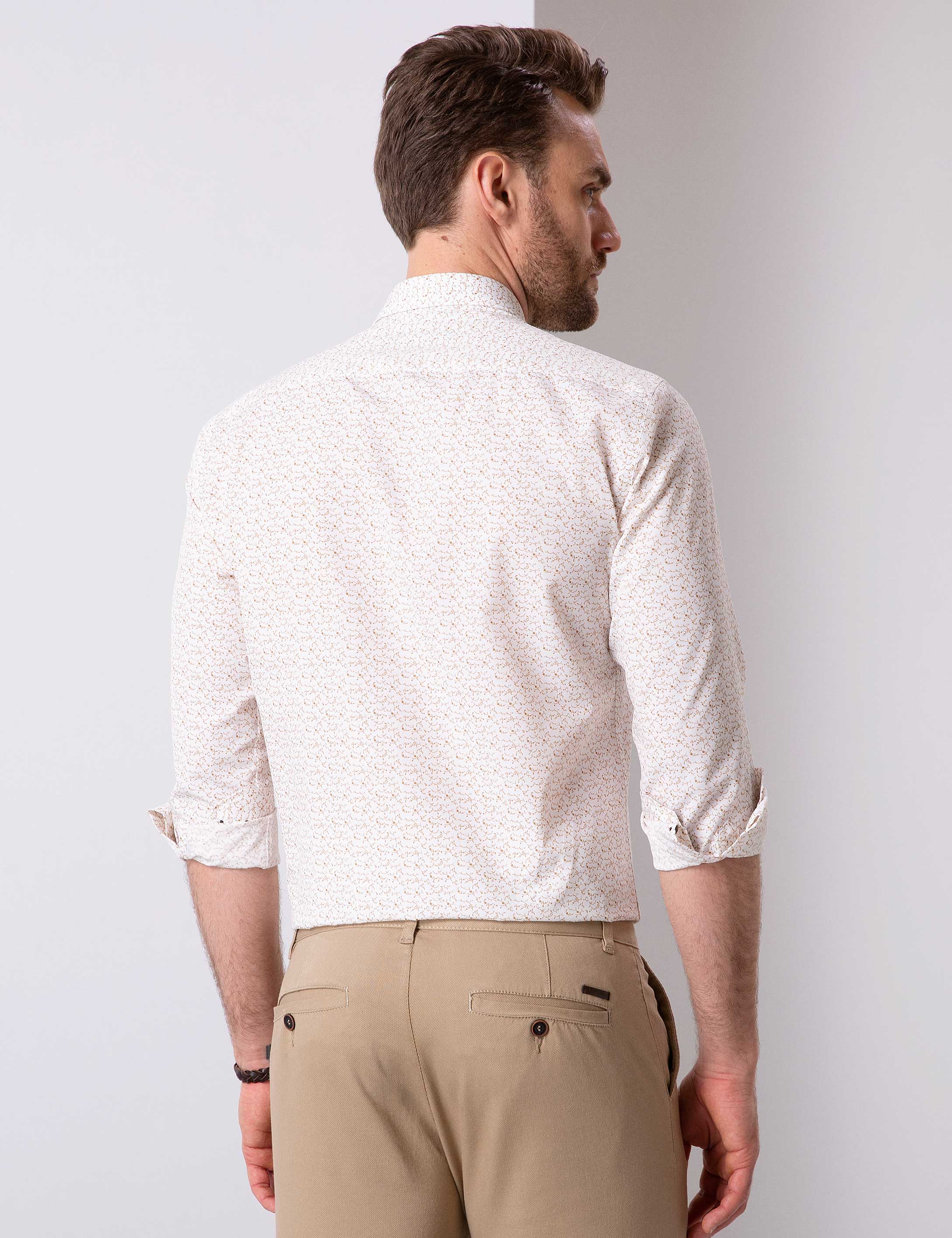 Bej Slim Fit Gömlek