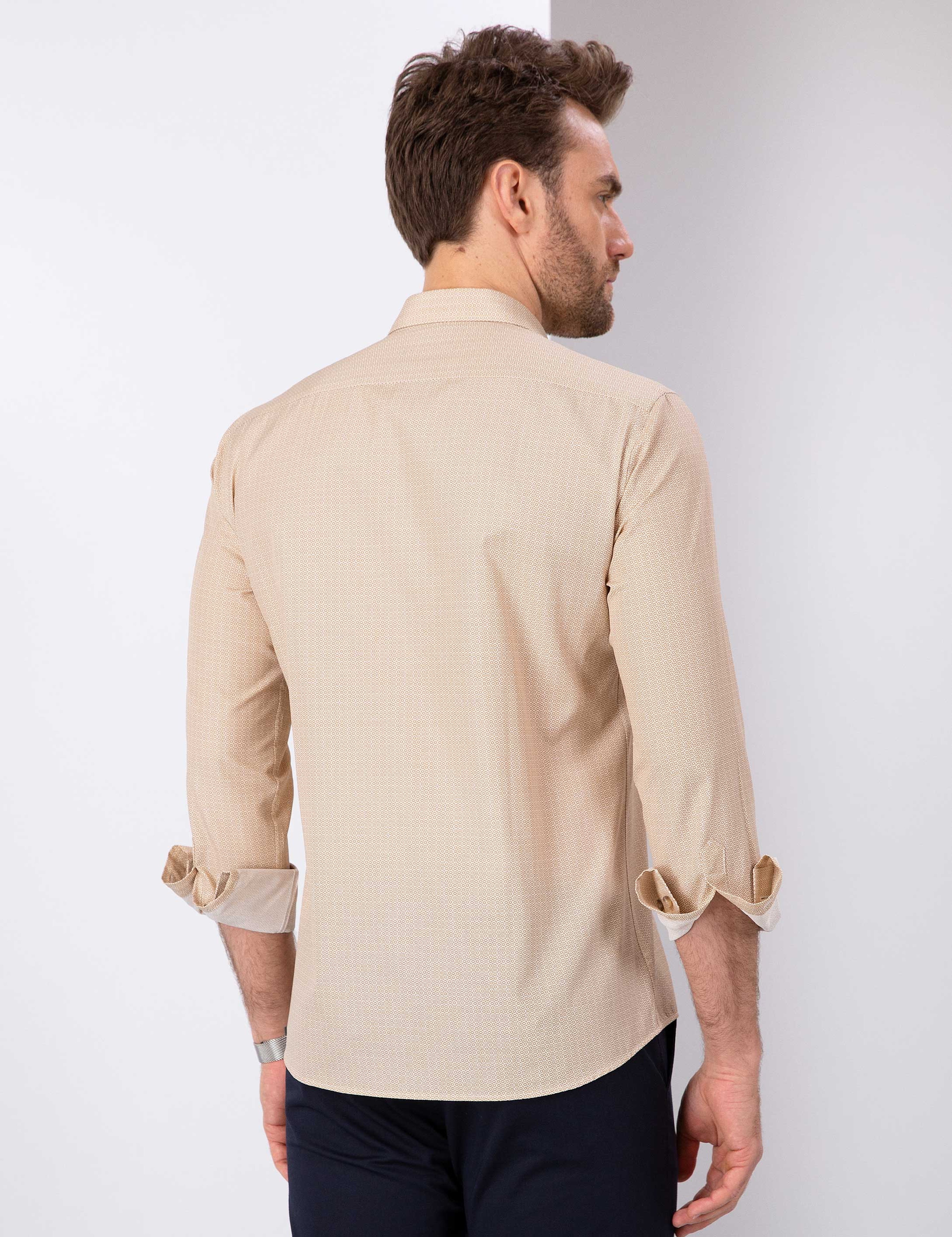 Bej Slim Fit Gömlek - Image 3