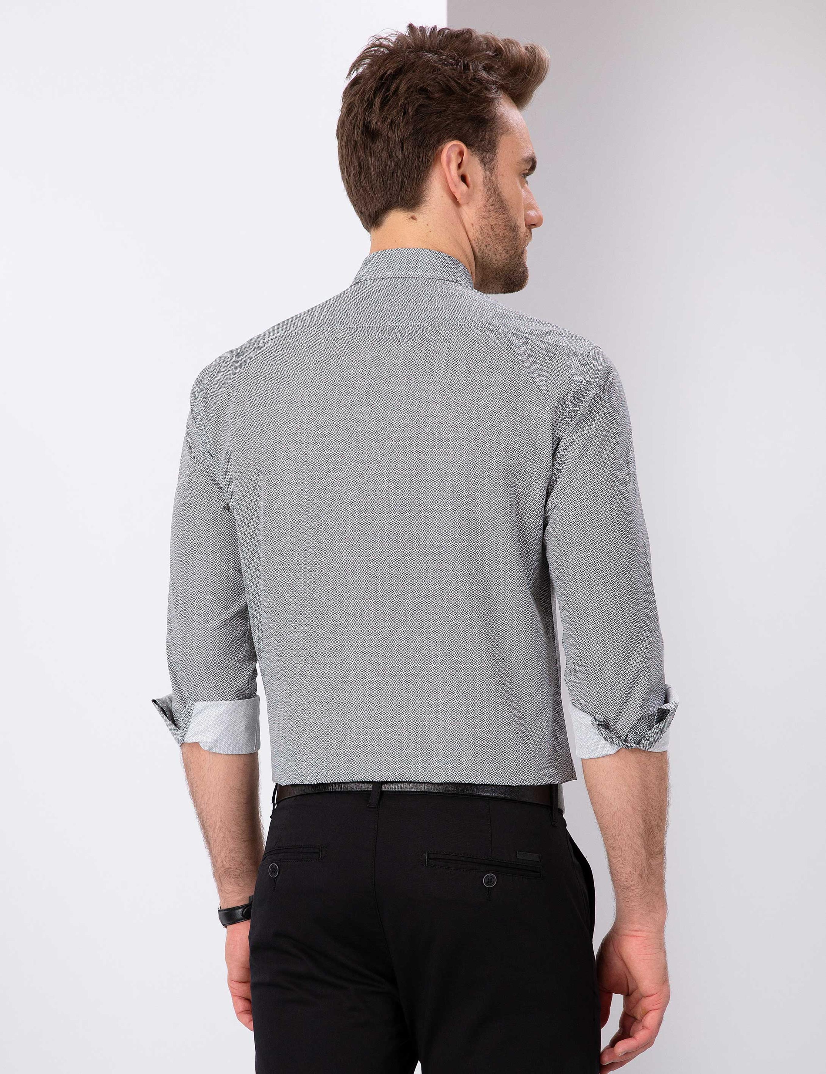 Antrasit Gri Slim Fit Gömlek
