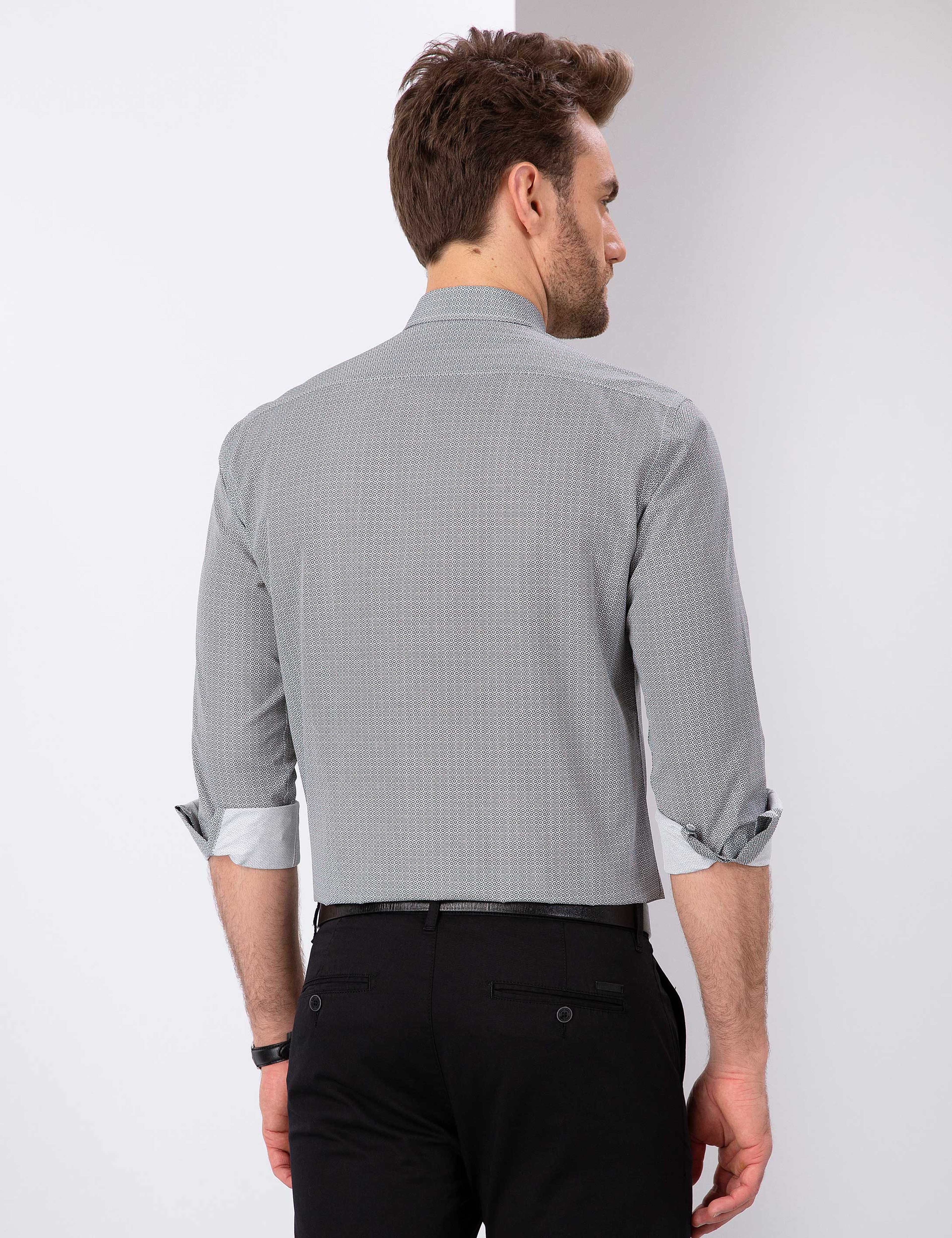 Antrasit Gri Slim Fit Gömlek - Image 3