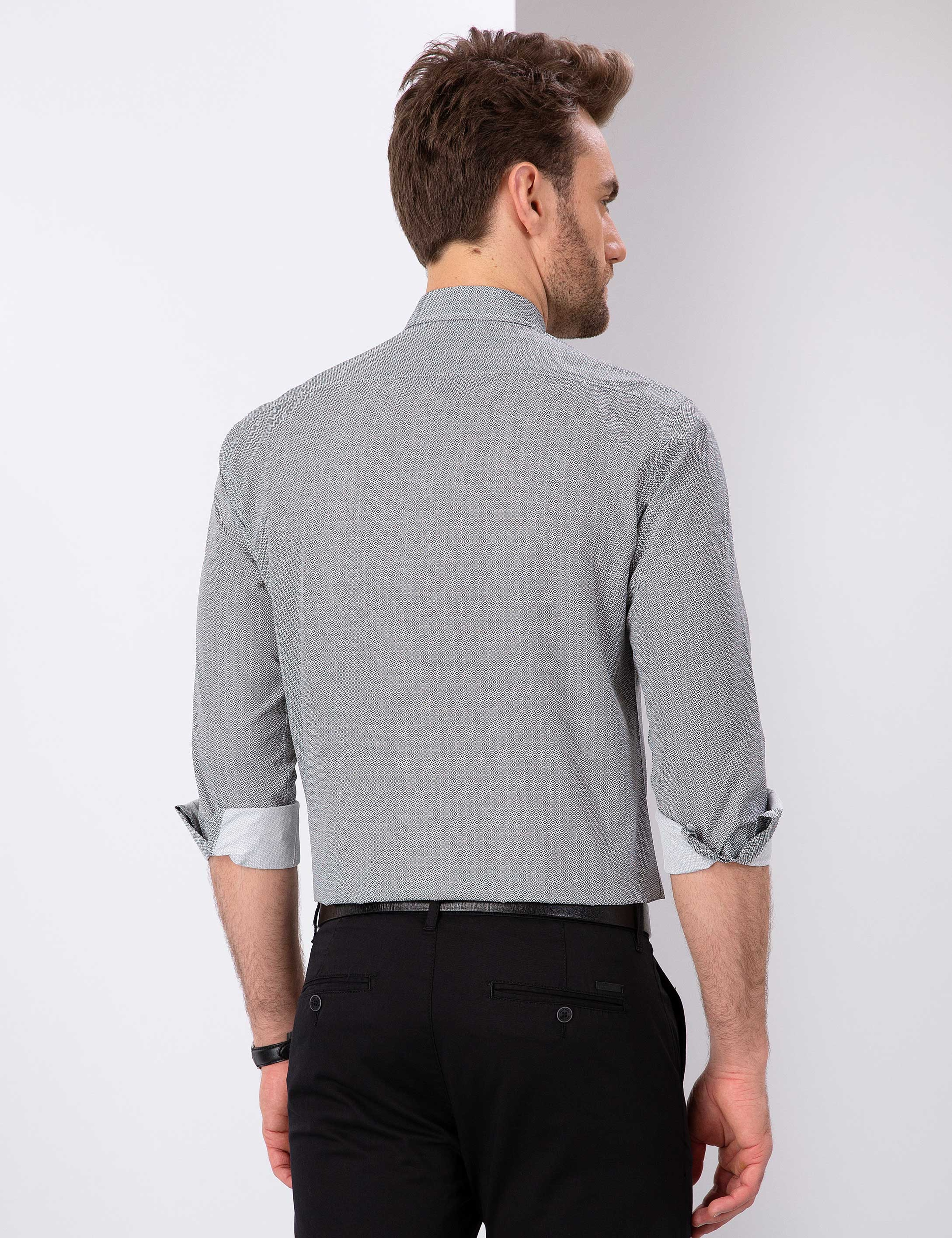 Antrasit Gri Slim Fit Gömlek