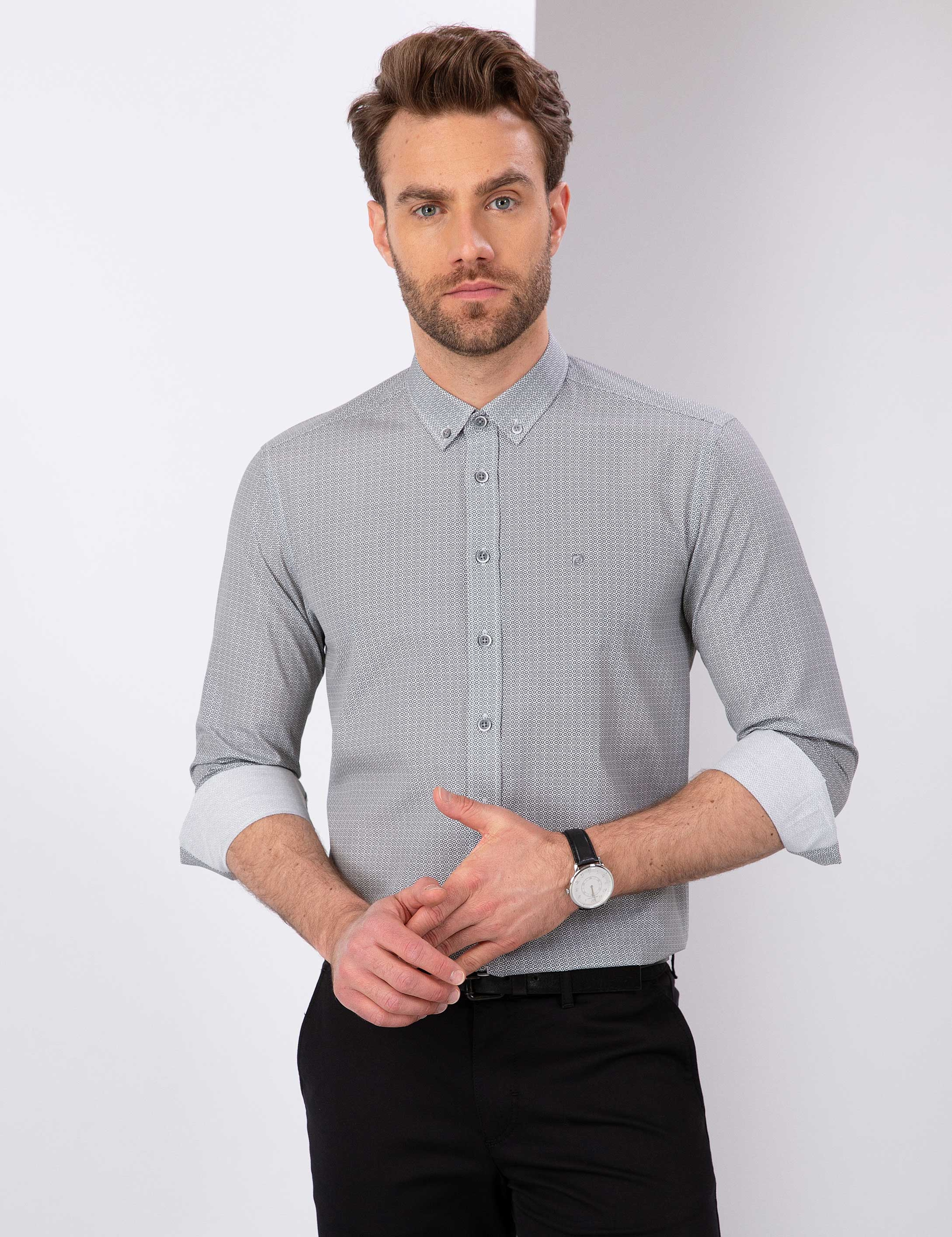 Antrasit Gri Slim Fit Gömlek - Image 1