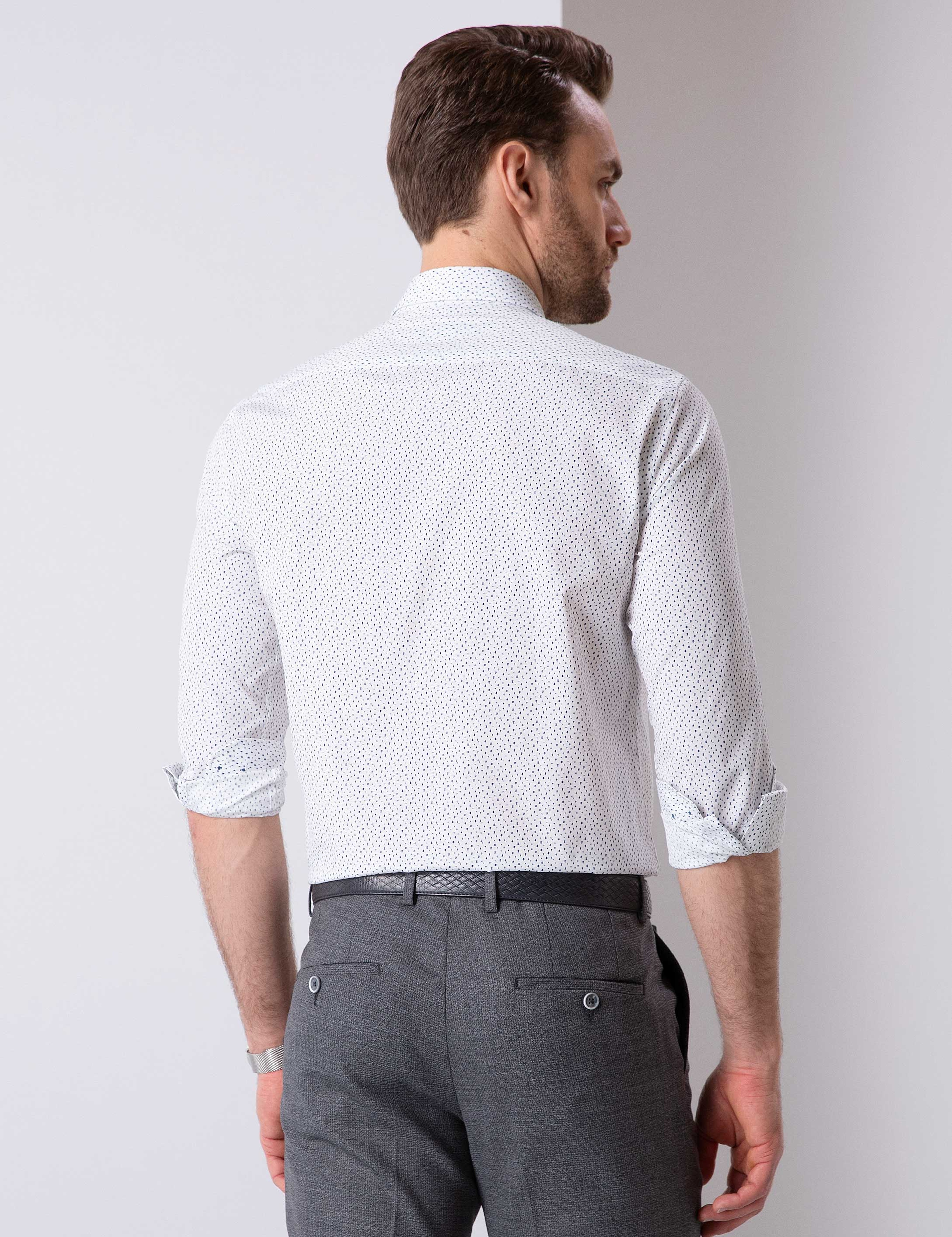 Lacivert Slim Fit Gömlek - Image 4