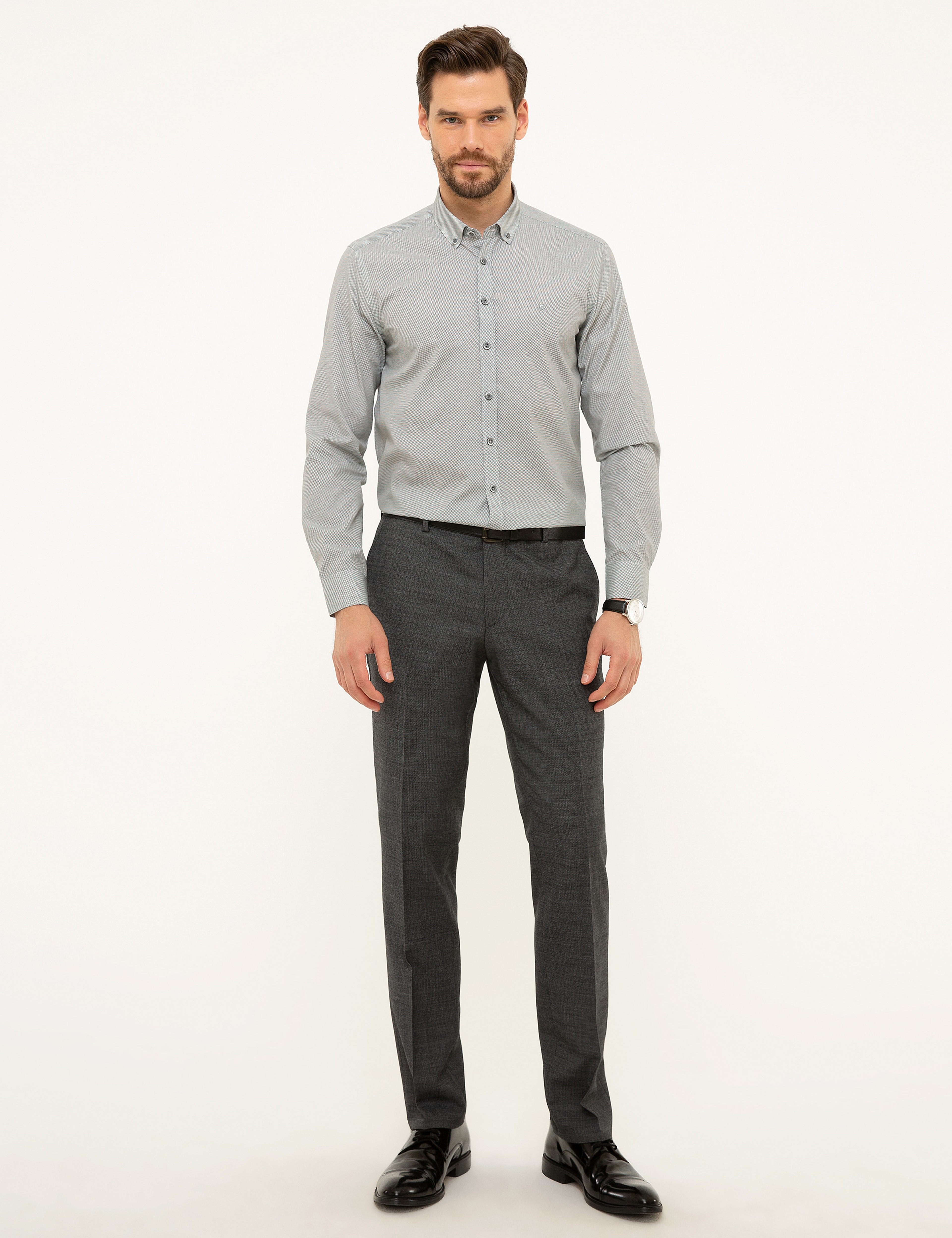 Antrasit Gri Slim Fit Gömlek - Image 4