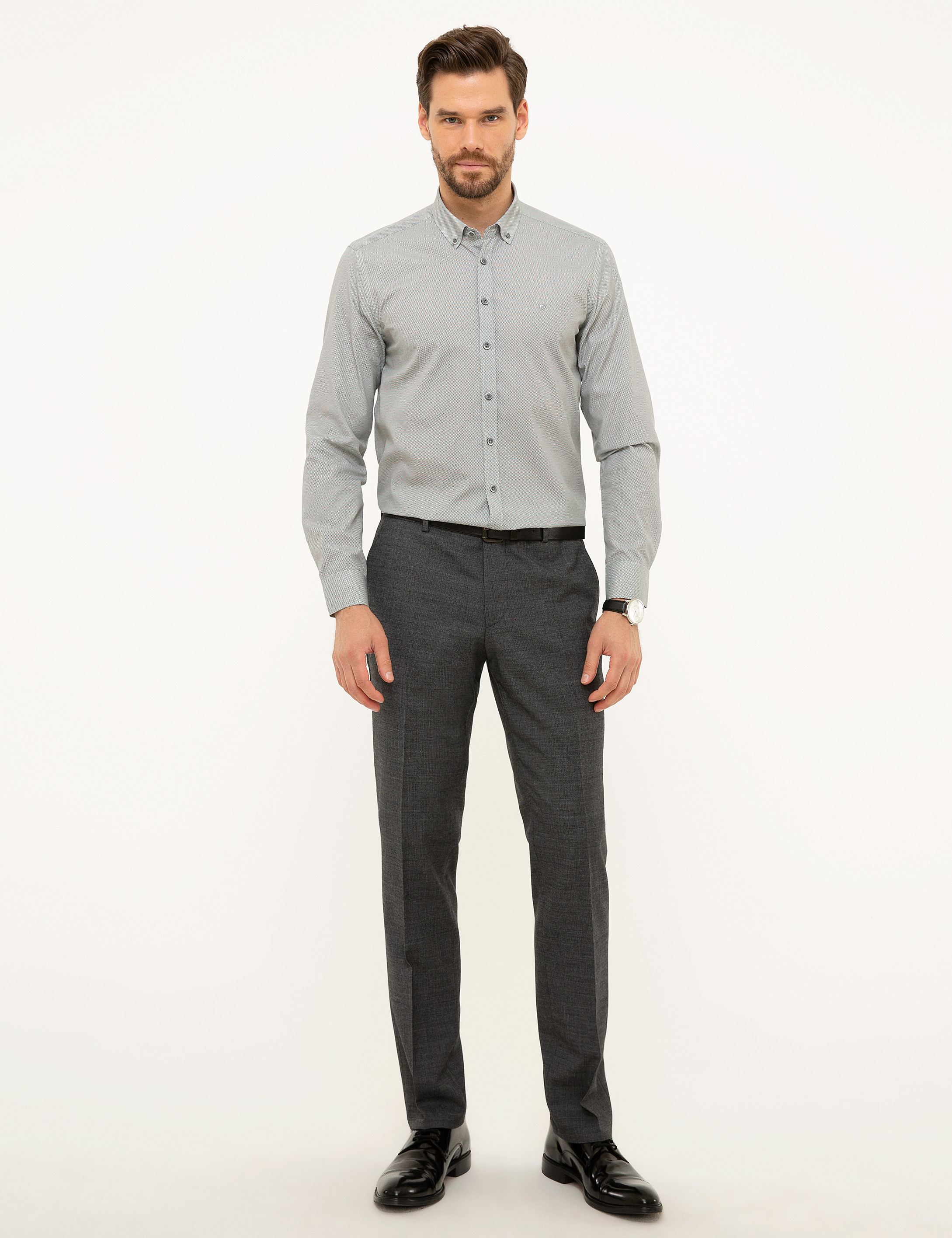 Antrasit Gri Slim Fit Gömlek