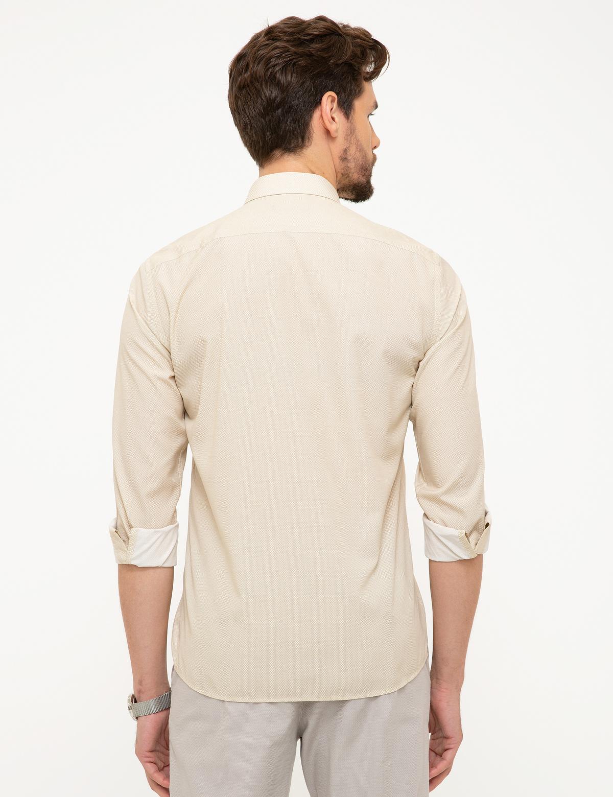 Bej Slim Fit Uzun Kollu Gömlek - 50211187008