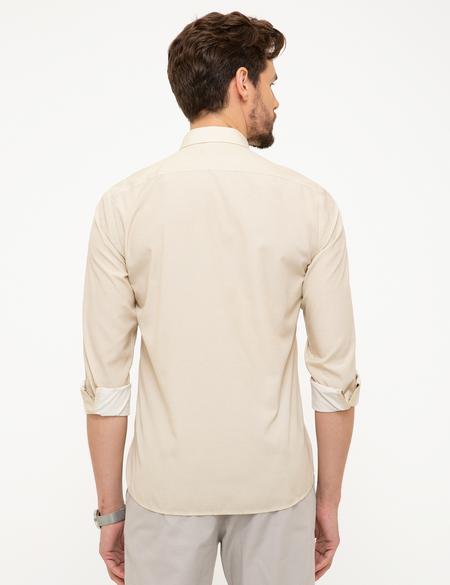 Bej Slim Fit Uzun Kollu Gömlek - 50211187008
