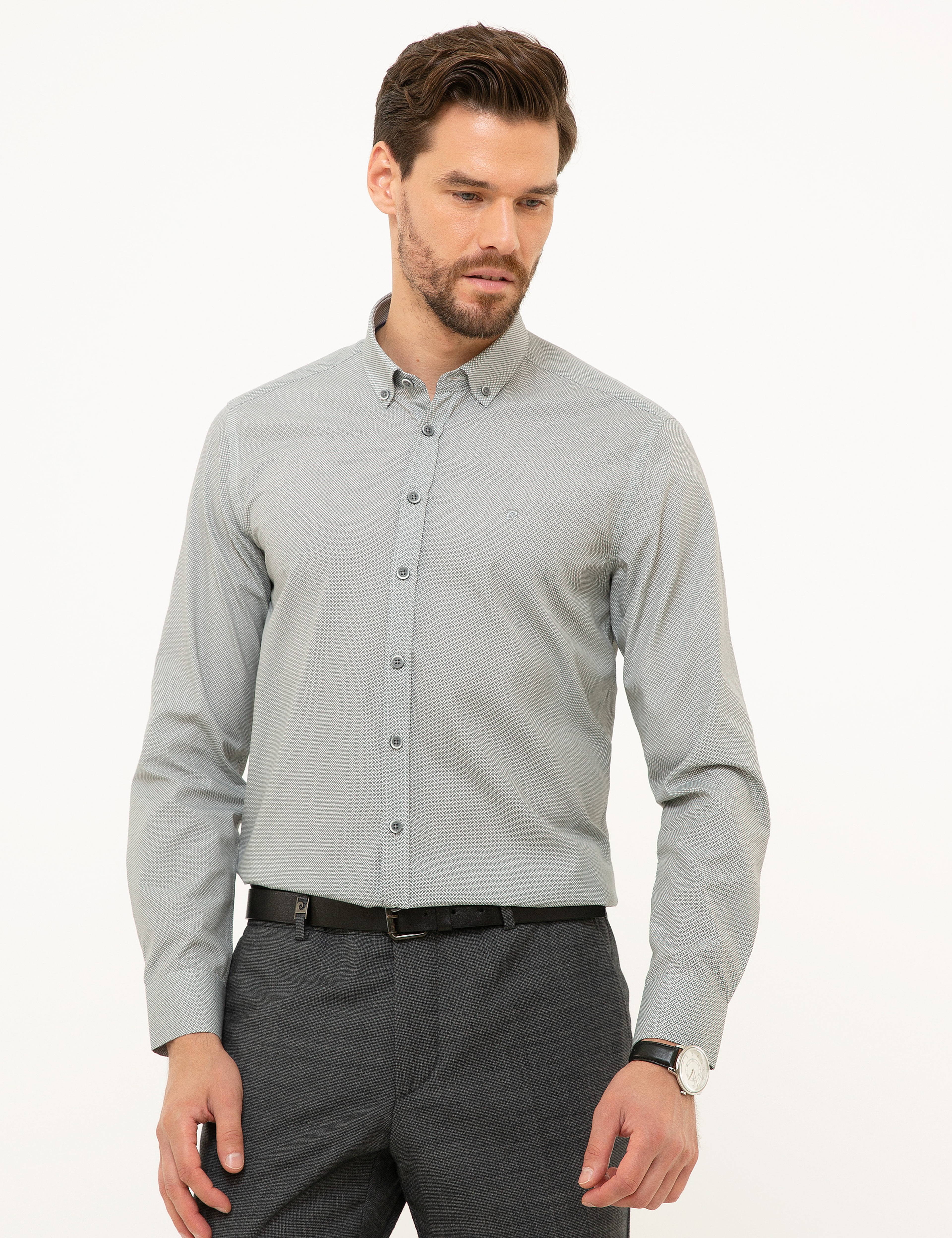 Antrasit Gri Slim Fit Gömlek - Image 1
