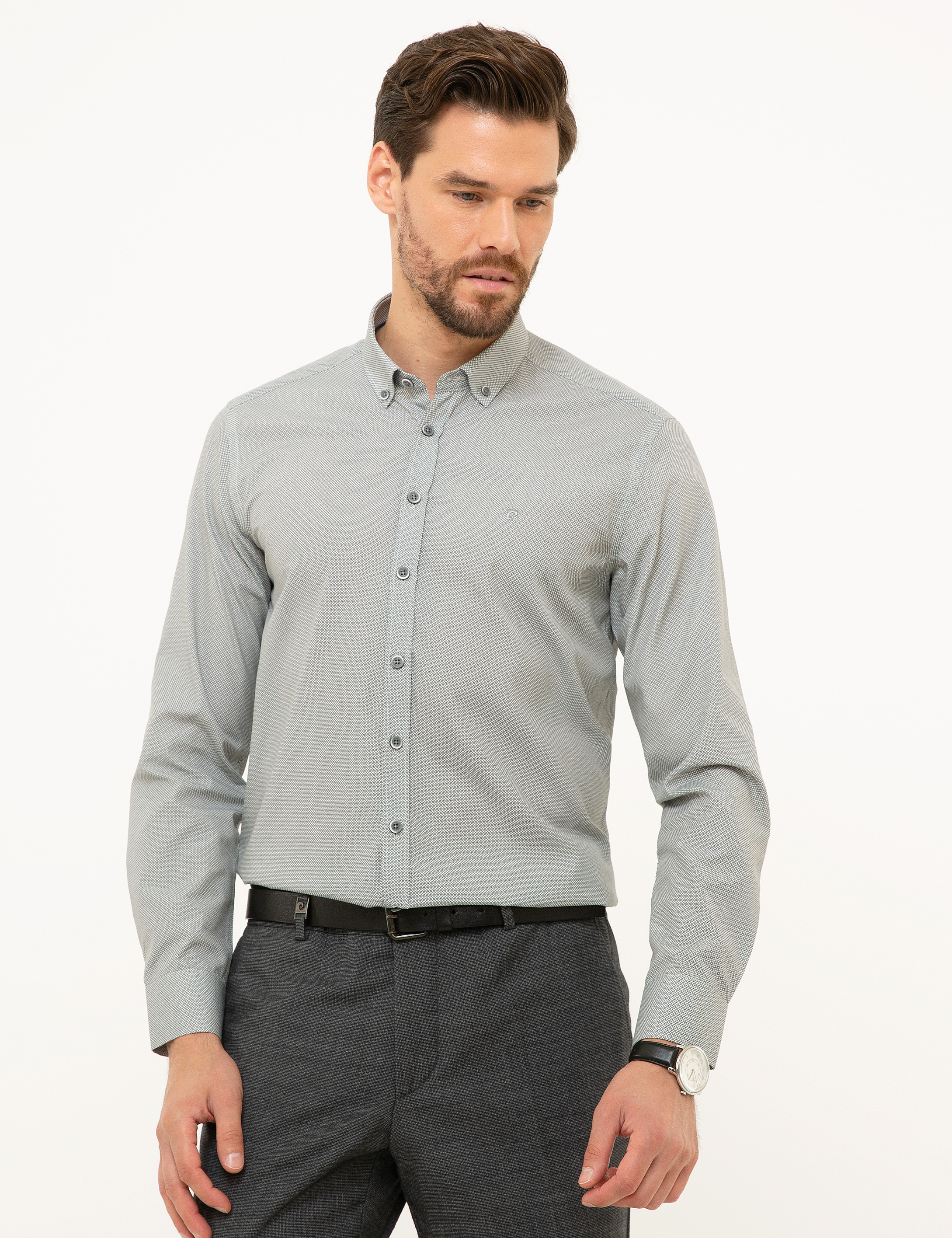 Antrasit Gri Slim Fit Gömlek