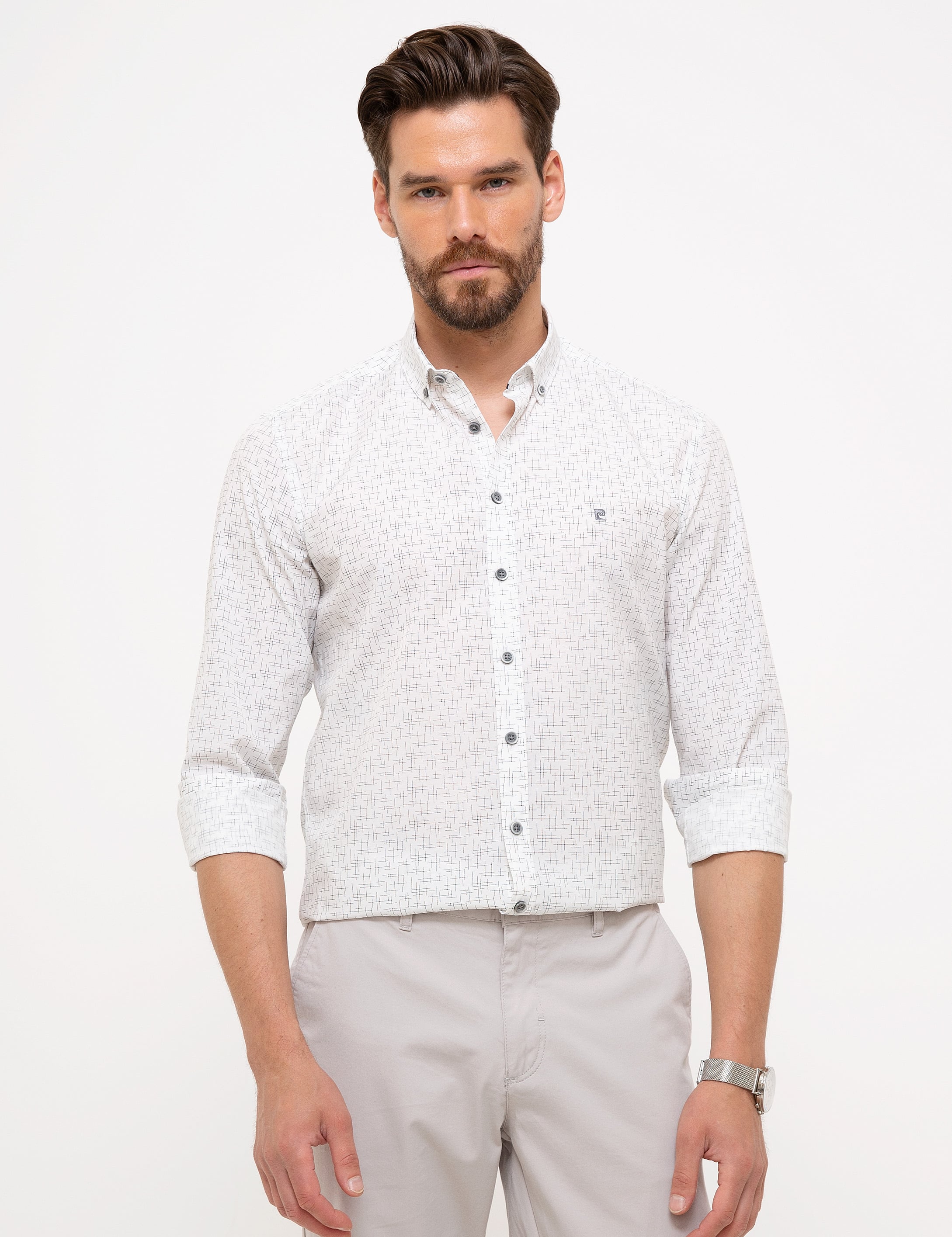 Antrasit Slim Fit Uzun Kollu Gömlek - Image 1