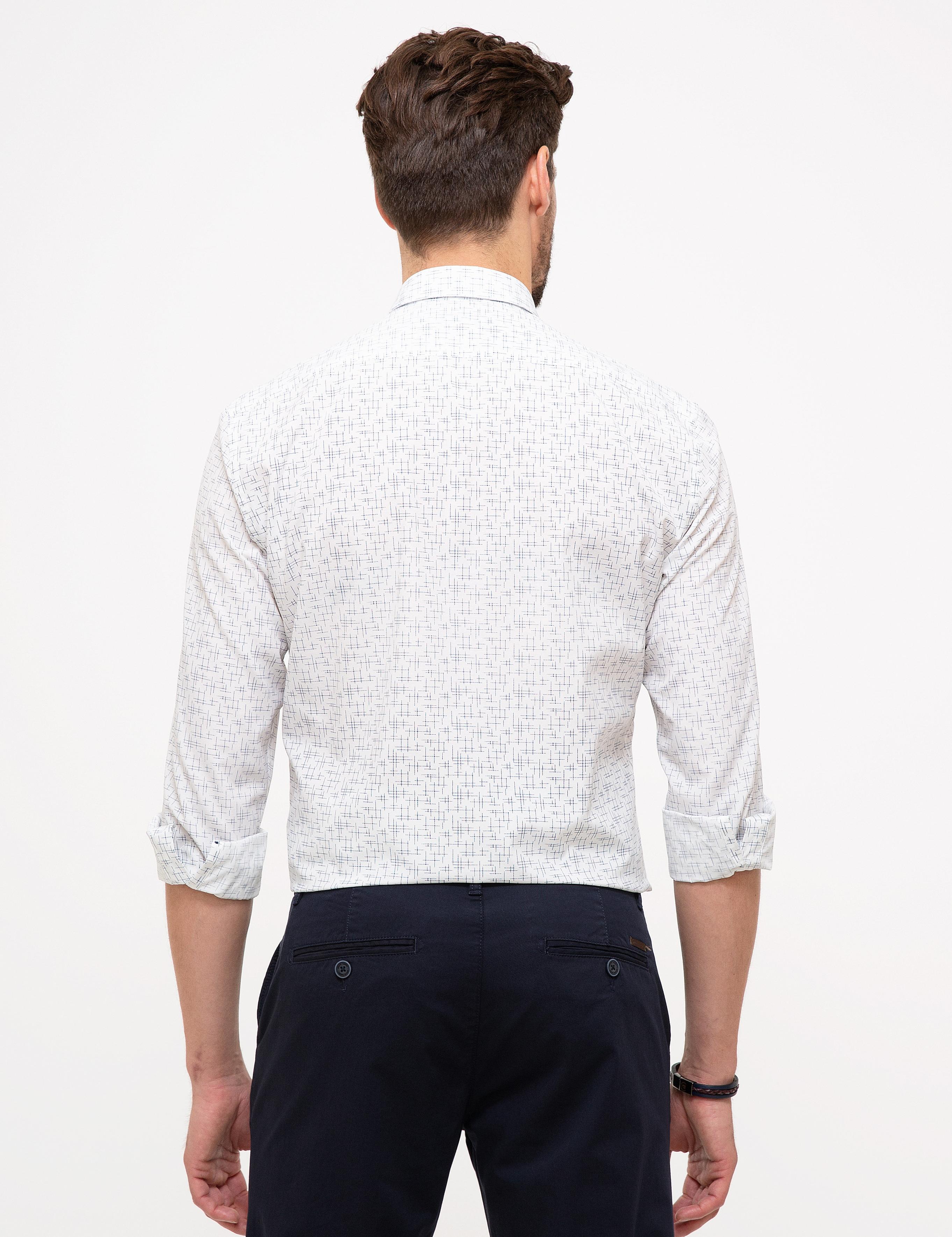 Lacivert Slim Fit Uzun Kollu Gömlek