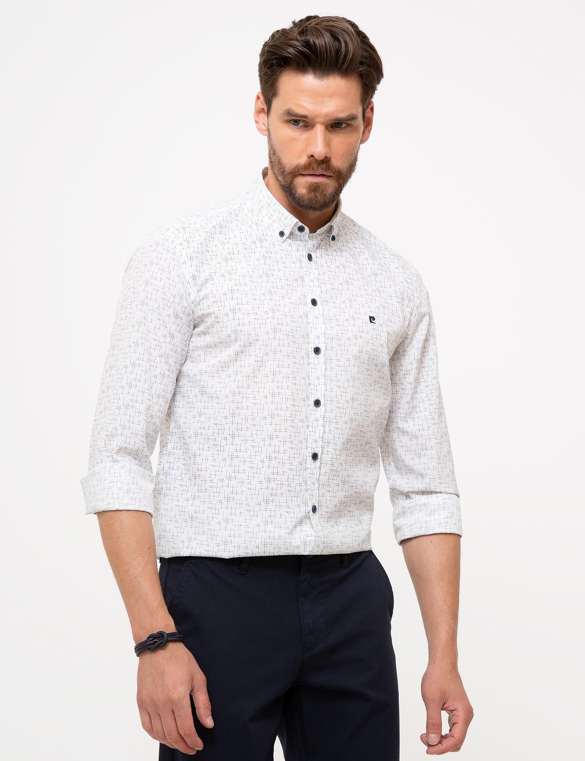 Lacivert Slim Fit Uzun Kollu Gömlek