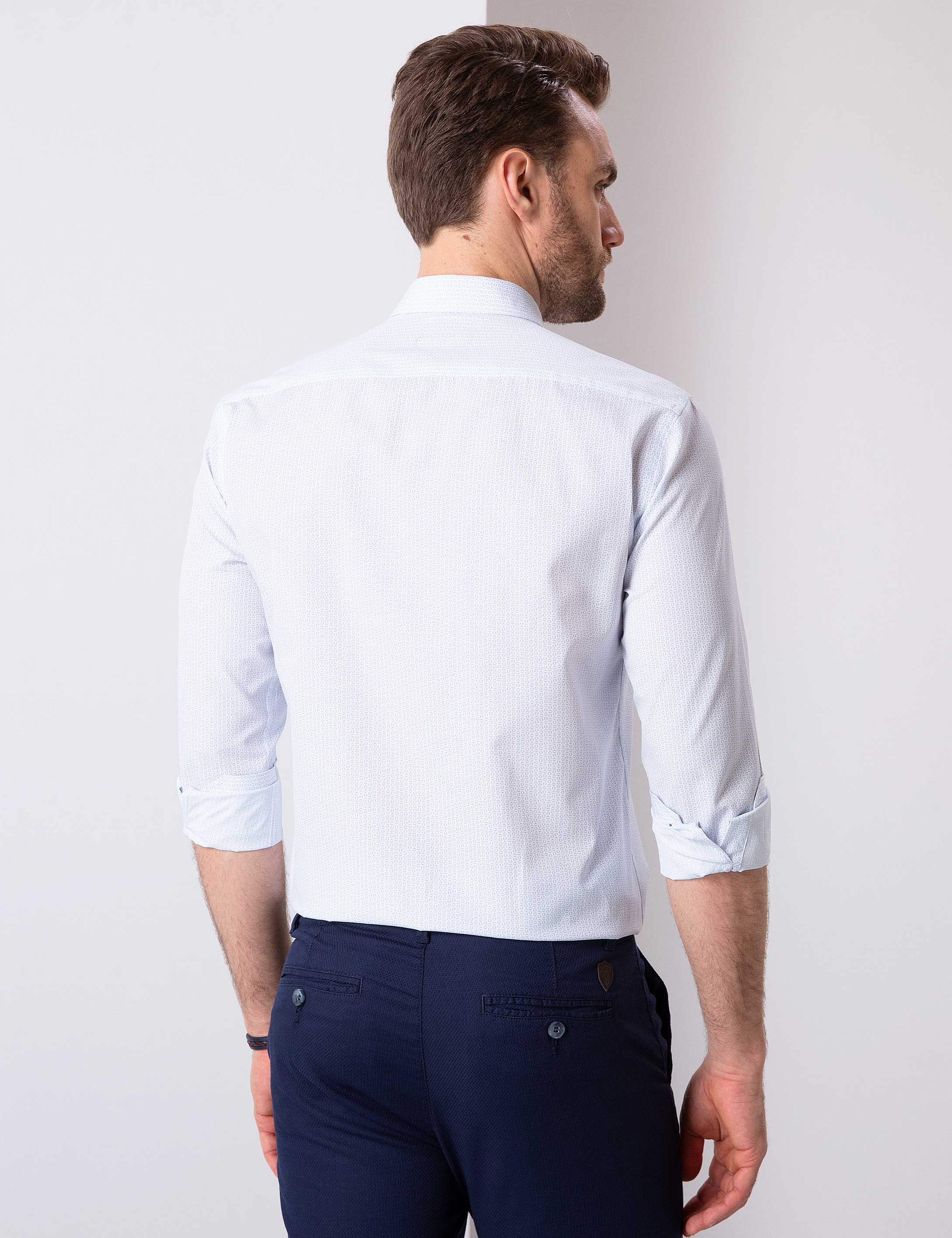 Açık Mavi Slim Fit Gömlek - Image 4