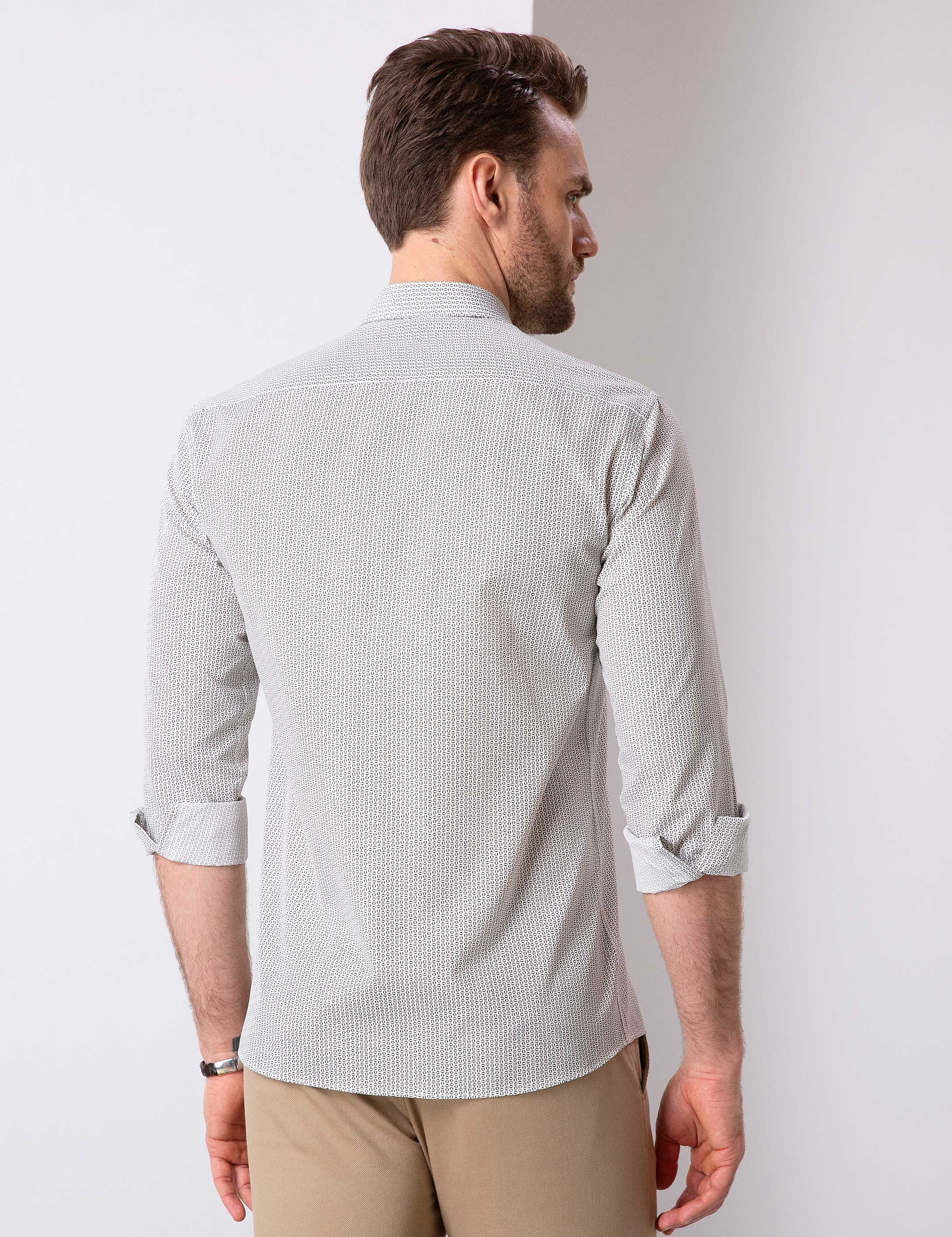 Haki Slim Fit Gömlek - Image 4