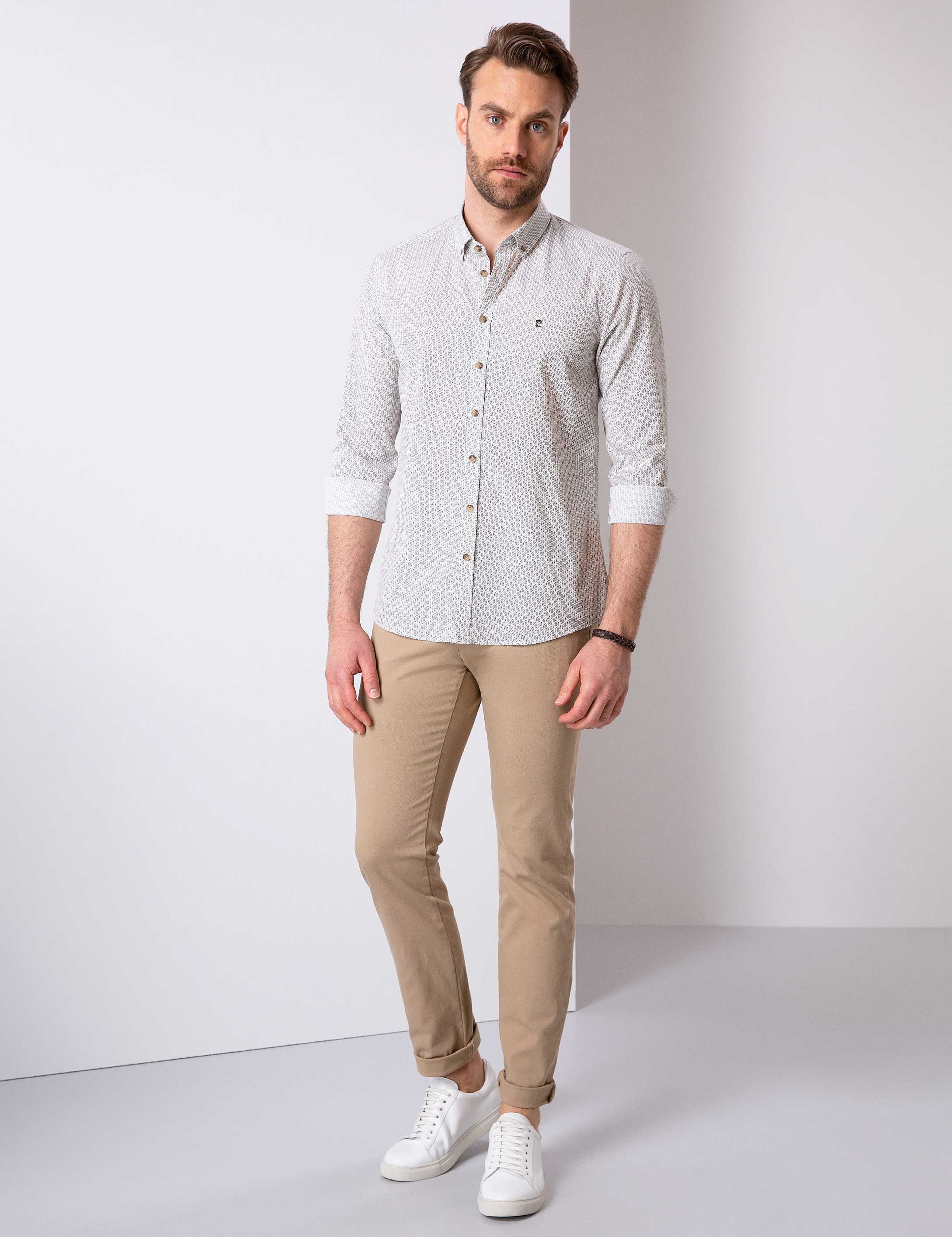 Haki Slim Fit Gömlek - Image 3
