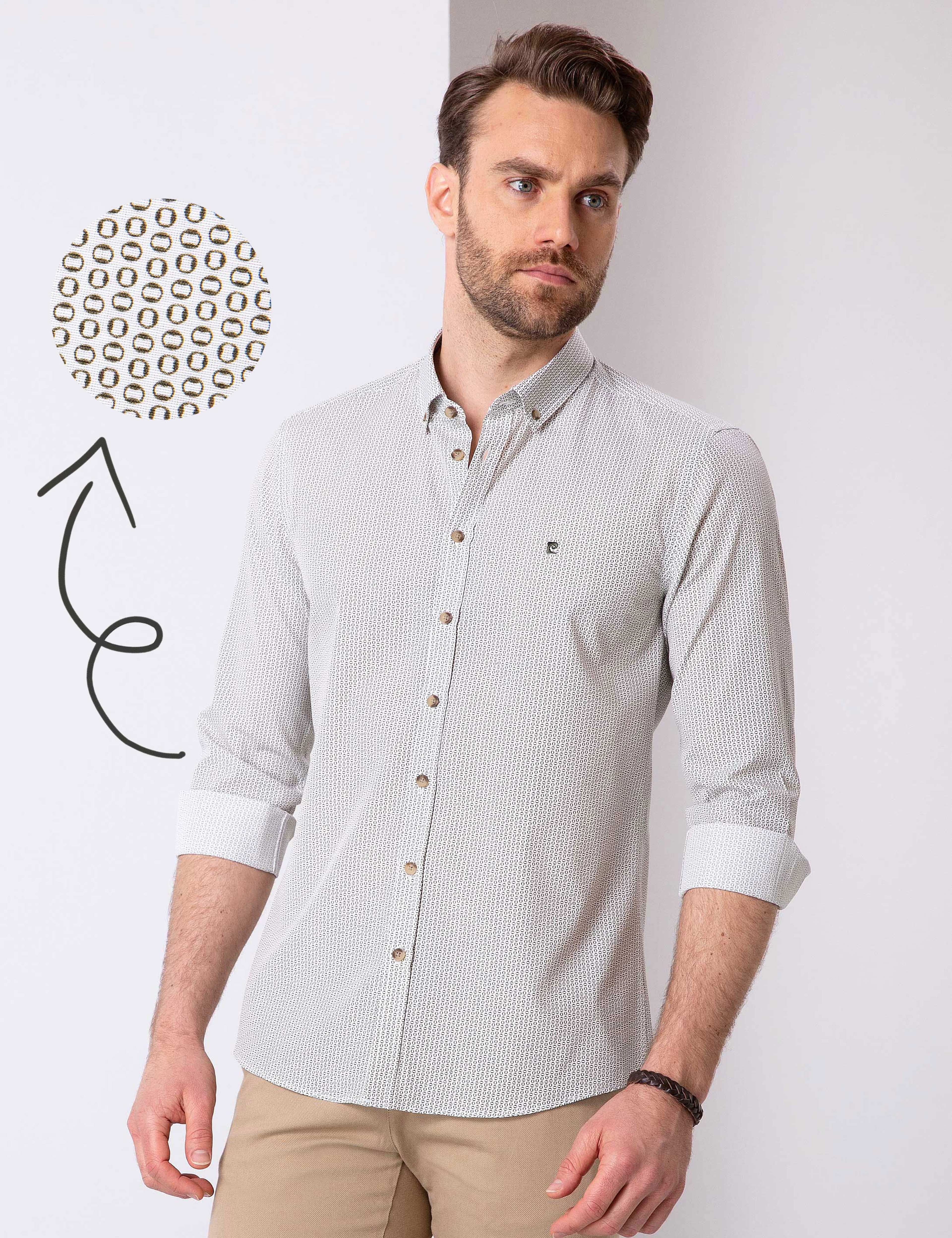 Haki Slim Fit Gömlek - Image 1