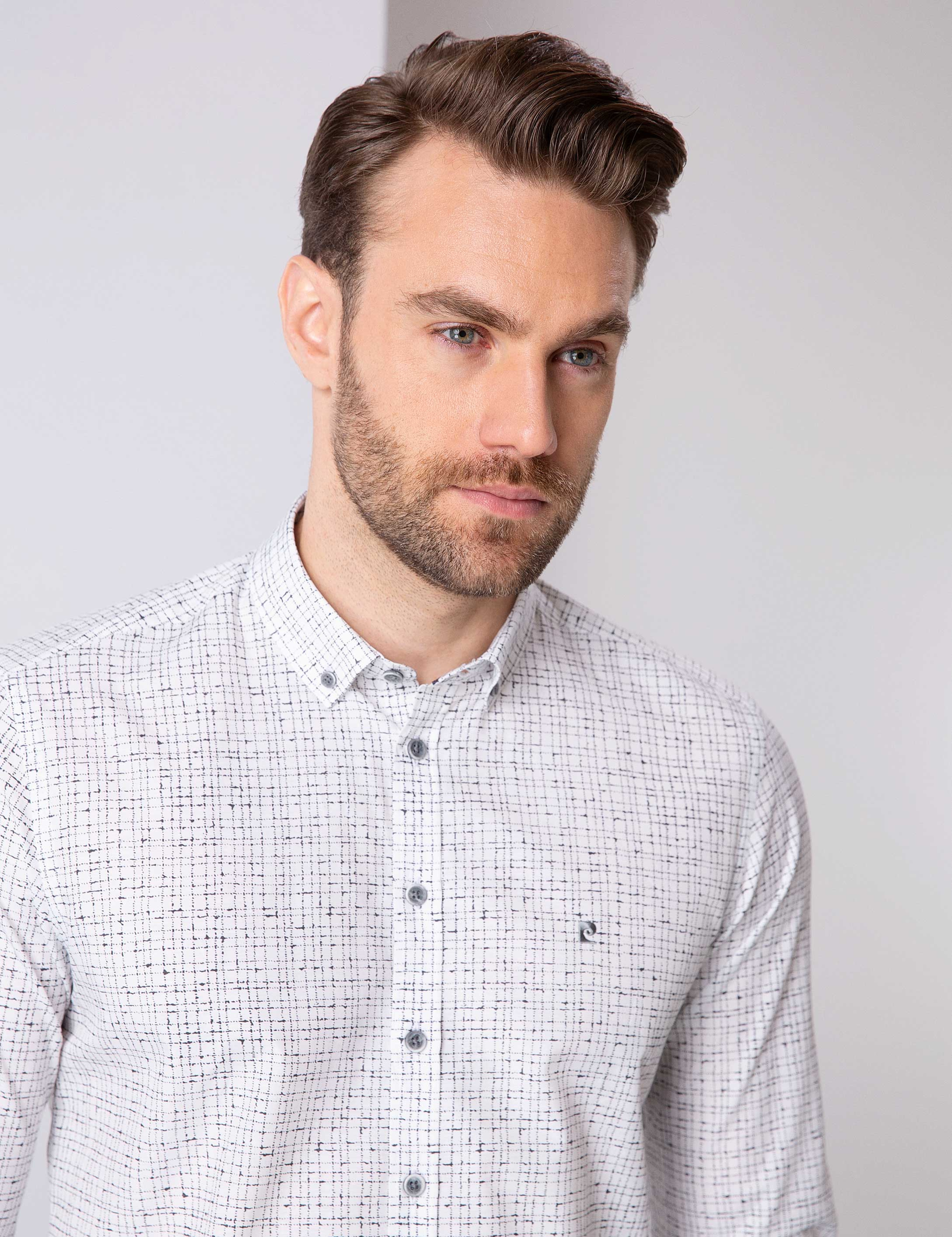 Gri Slim Fit Gömlek - Image 2