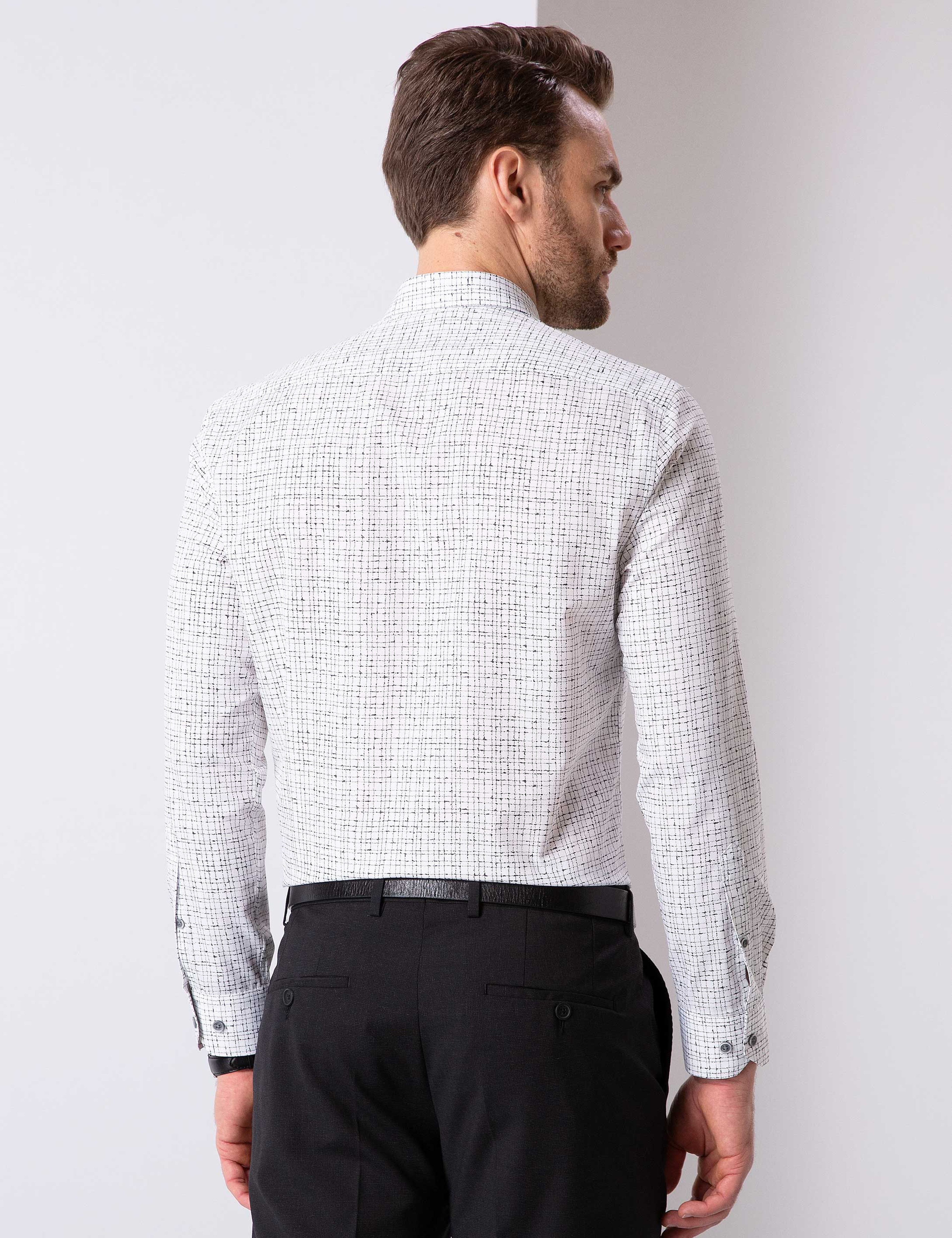 Gri Slim Fit Gömlek - Image 4