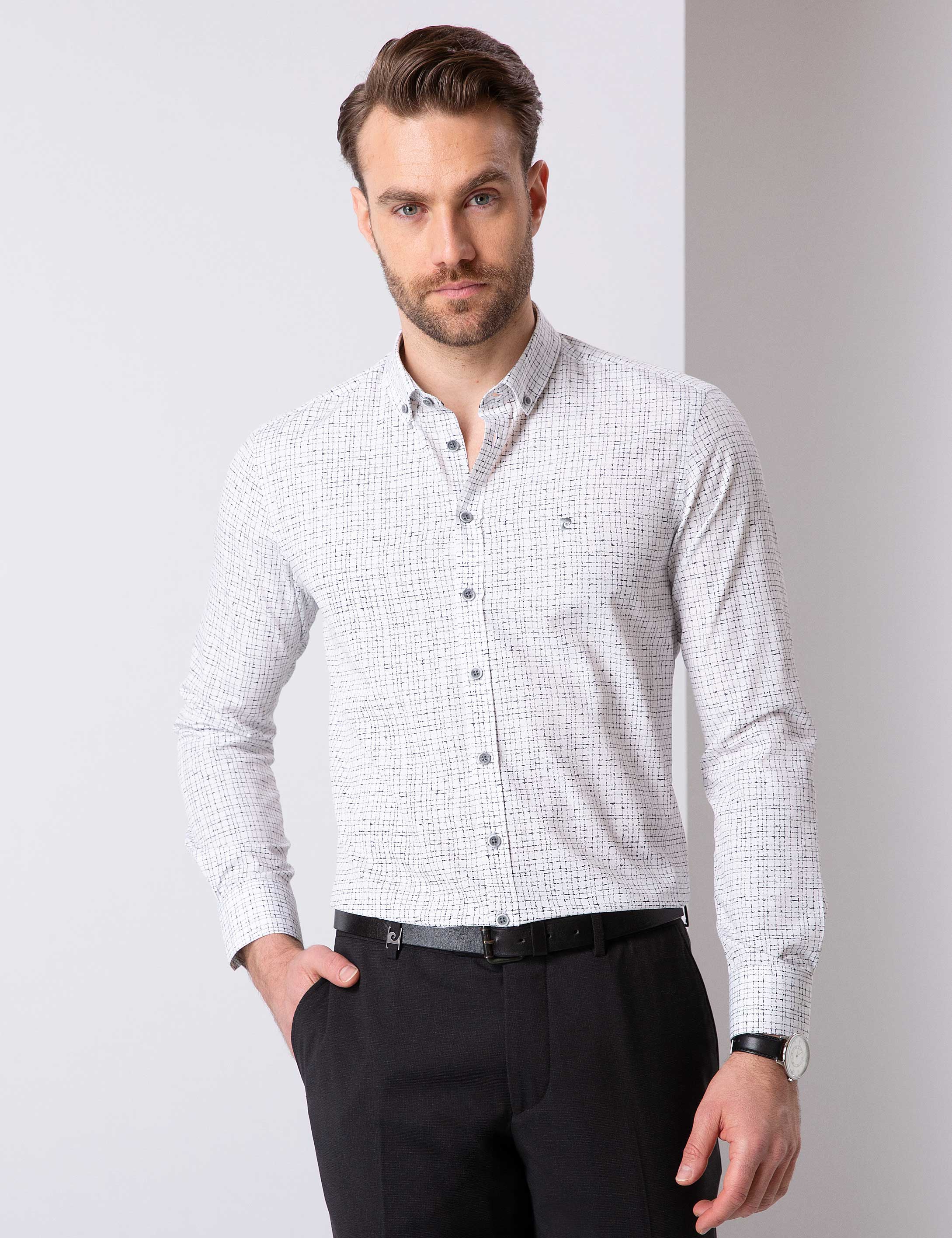 Gri Slim Fit Gömlek
