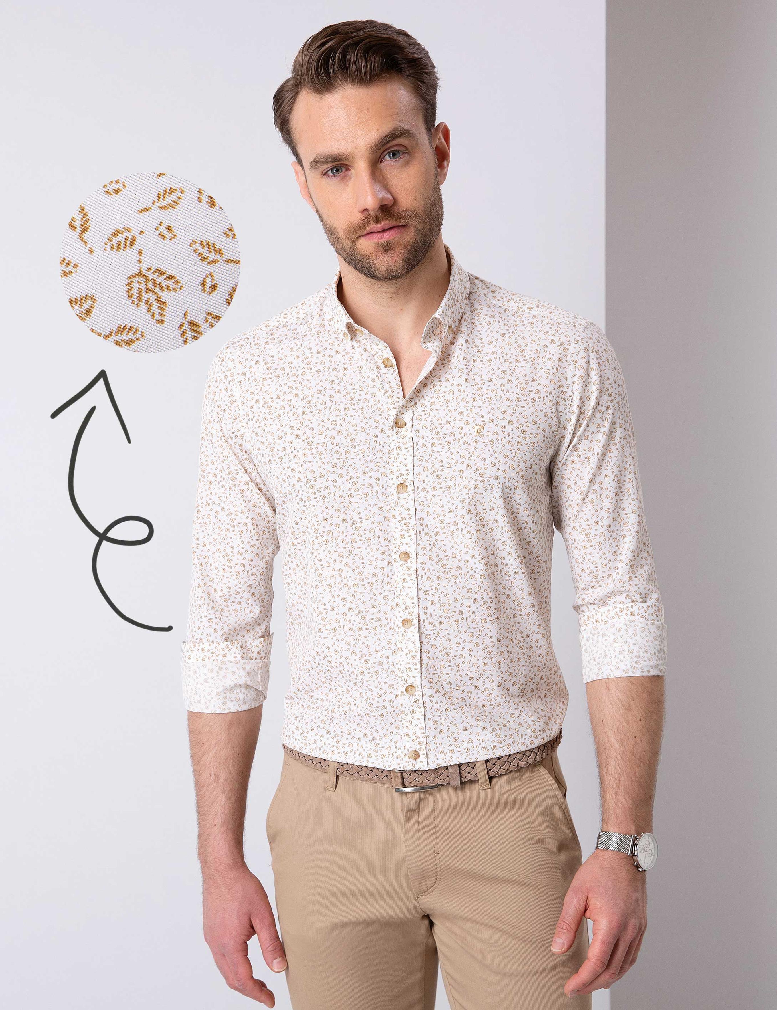 Bej Slim Fit Gömlek