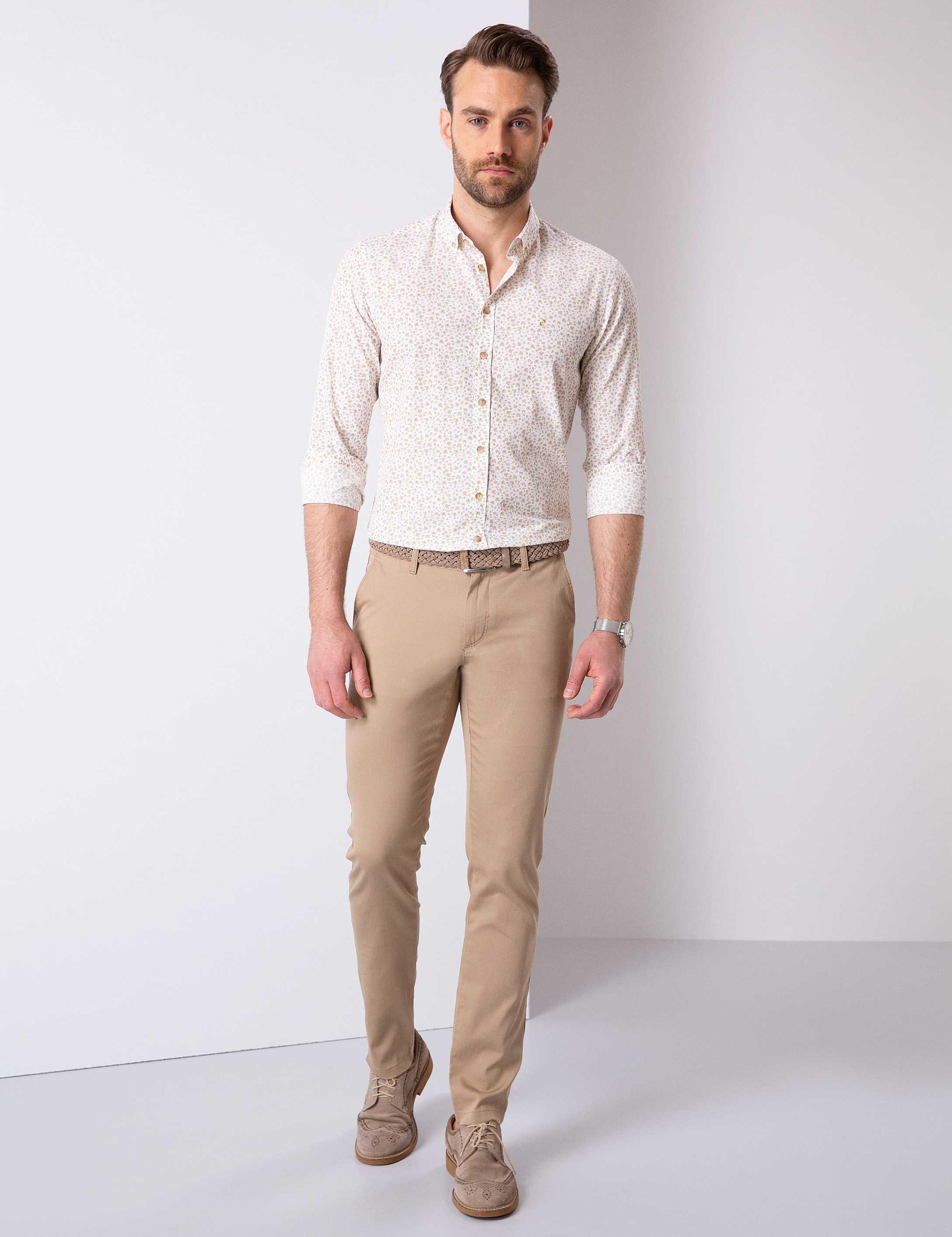 Bej Slim Fit Gömlek