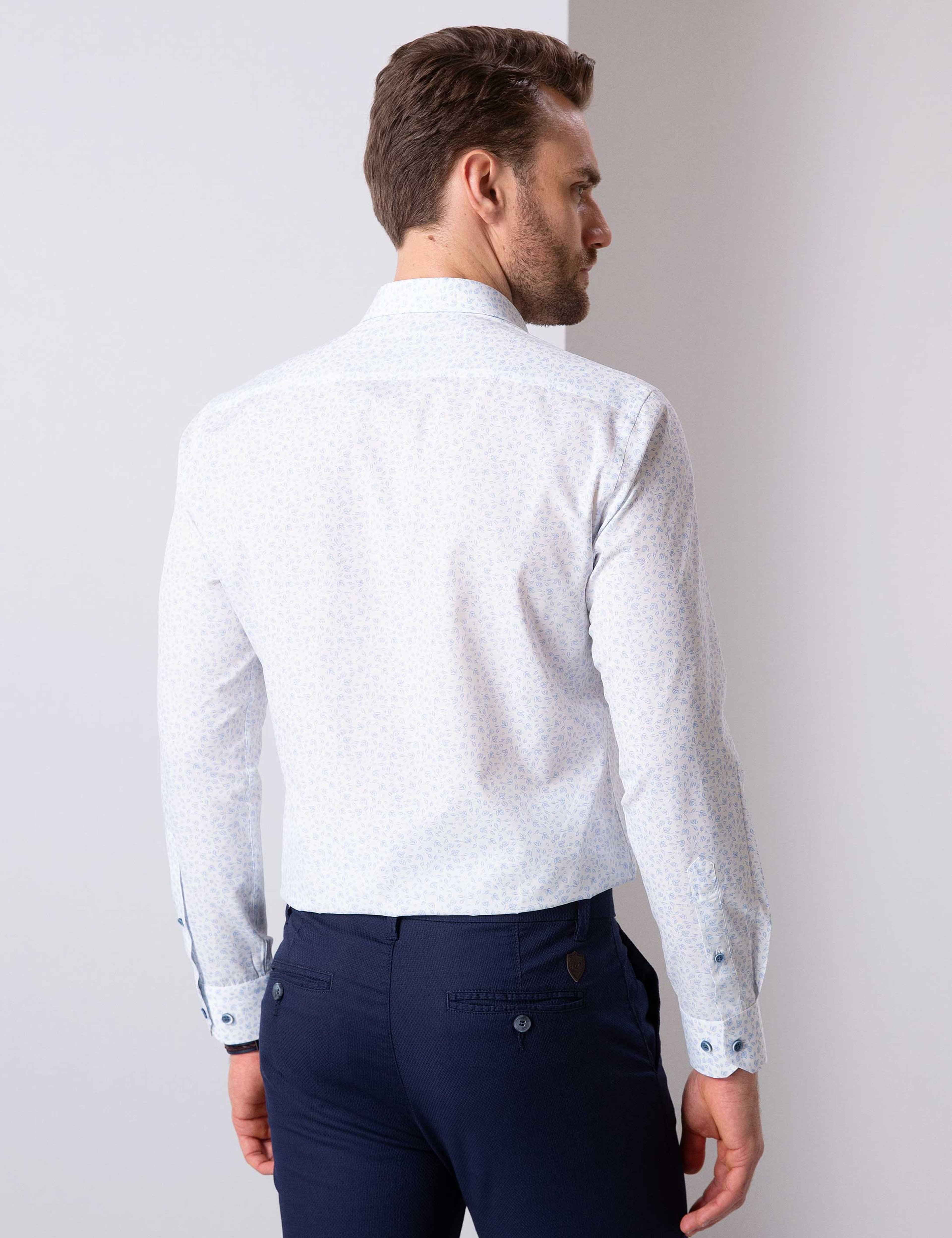 Mavi Slim Fit Gömlek - Image 3